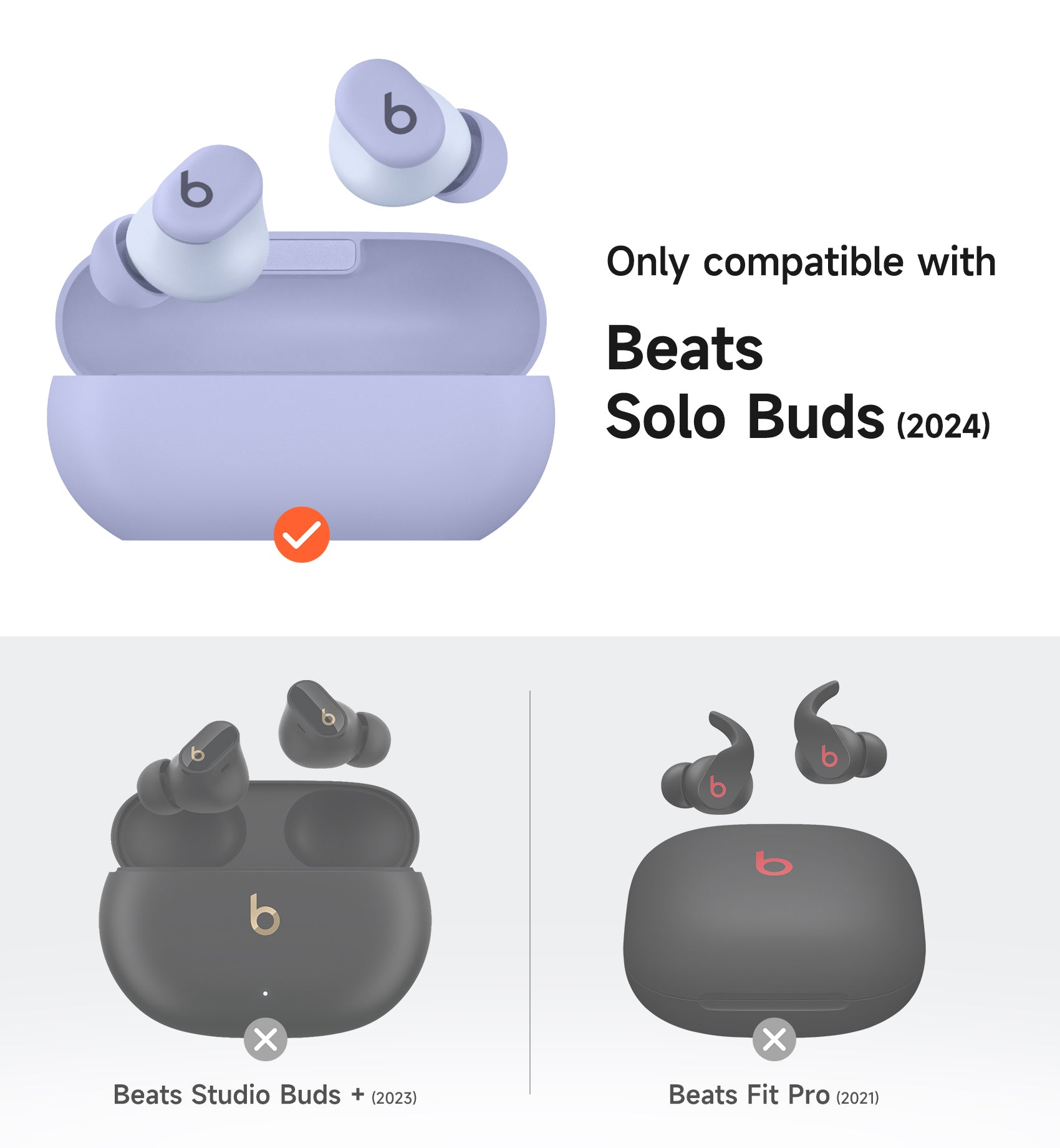 Suritch Case for Beats Solo Buds 2024 Magnetic Protective Covers Wireless Earbuds with Magnetic Lok Carabiner Keyring Cleaning Kit