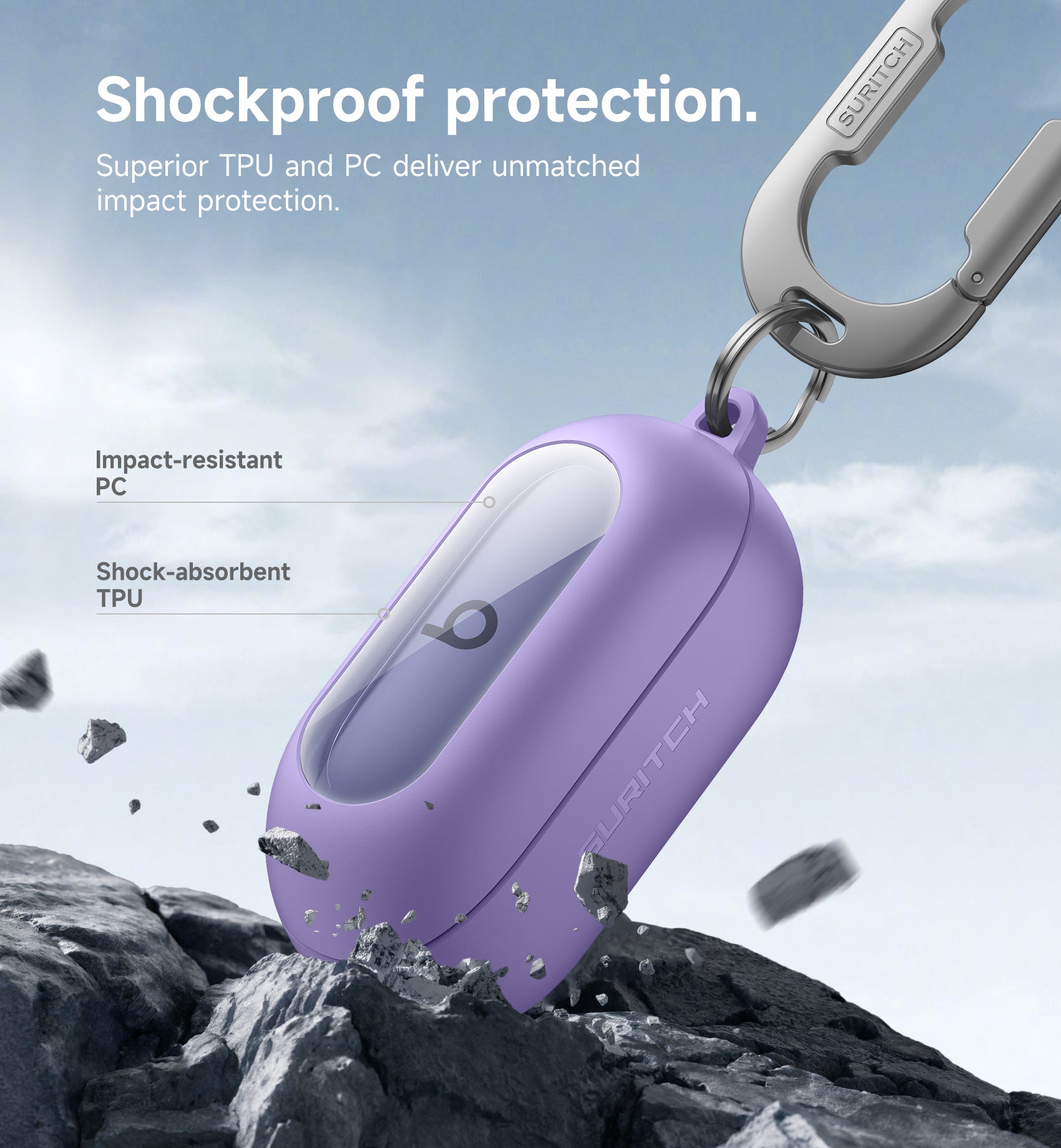 Suritch Case for Beats Solo Buds 2024 Magnetic Protective Covers Wireless Earbuds with Magnetic Lok Carabiner Keyring Cleaning Kit