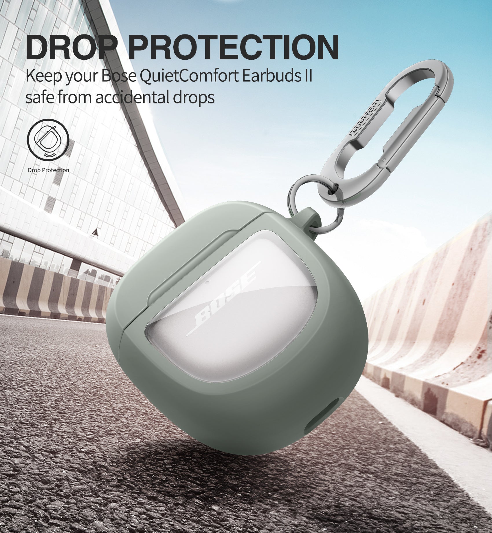 Suritch Case for Bose QuietComfort II 2 2022 Protective Shockproof Cover Accessories with Carabiner