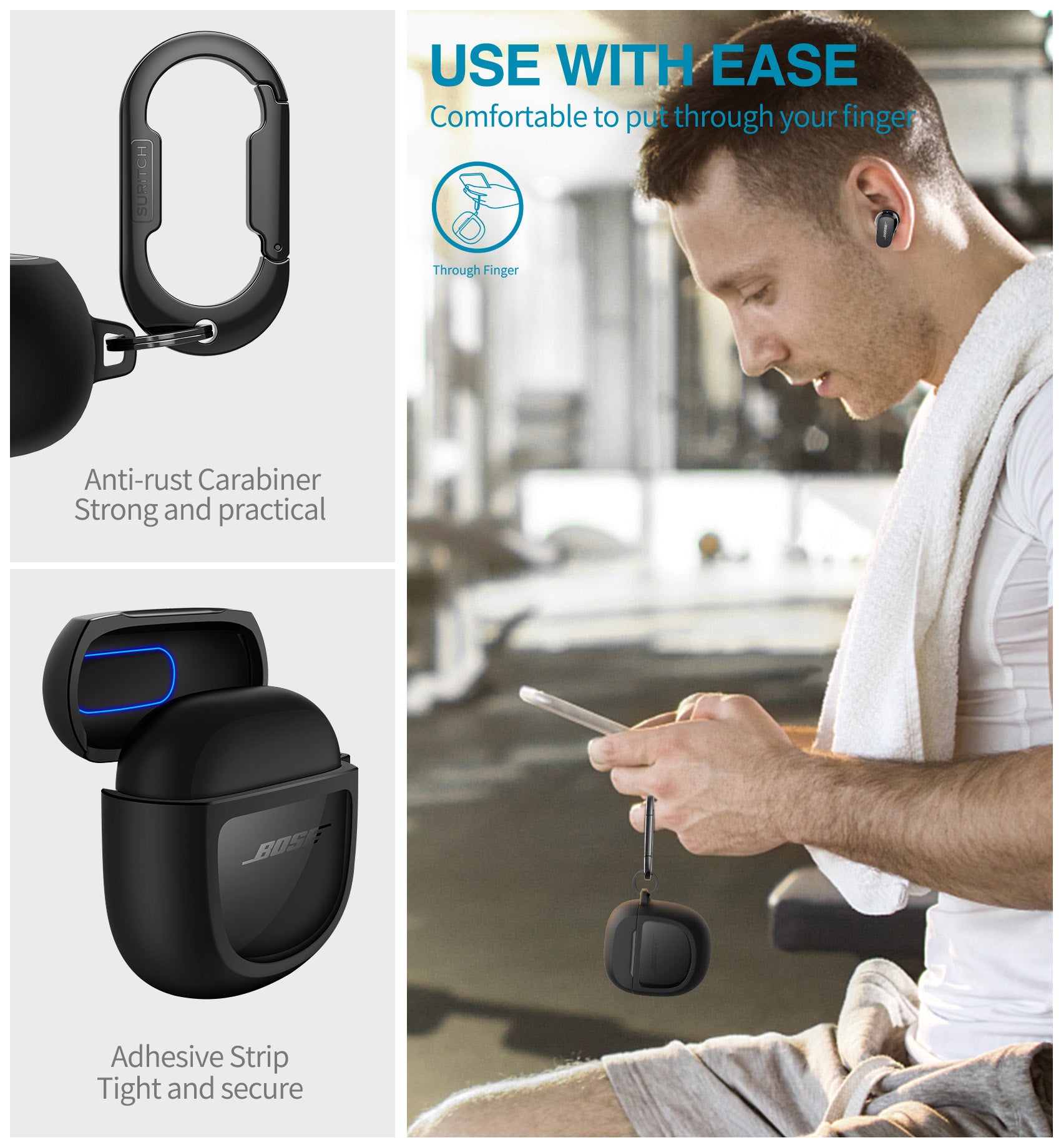 Suritch Case for Bose QuietComfort Ultra 2023 Protective Shockproof Cover Accessories with Carabiner