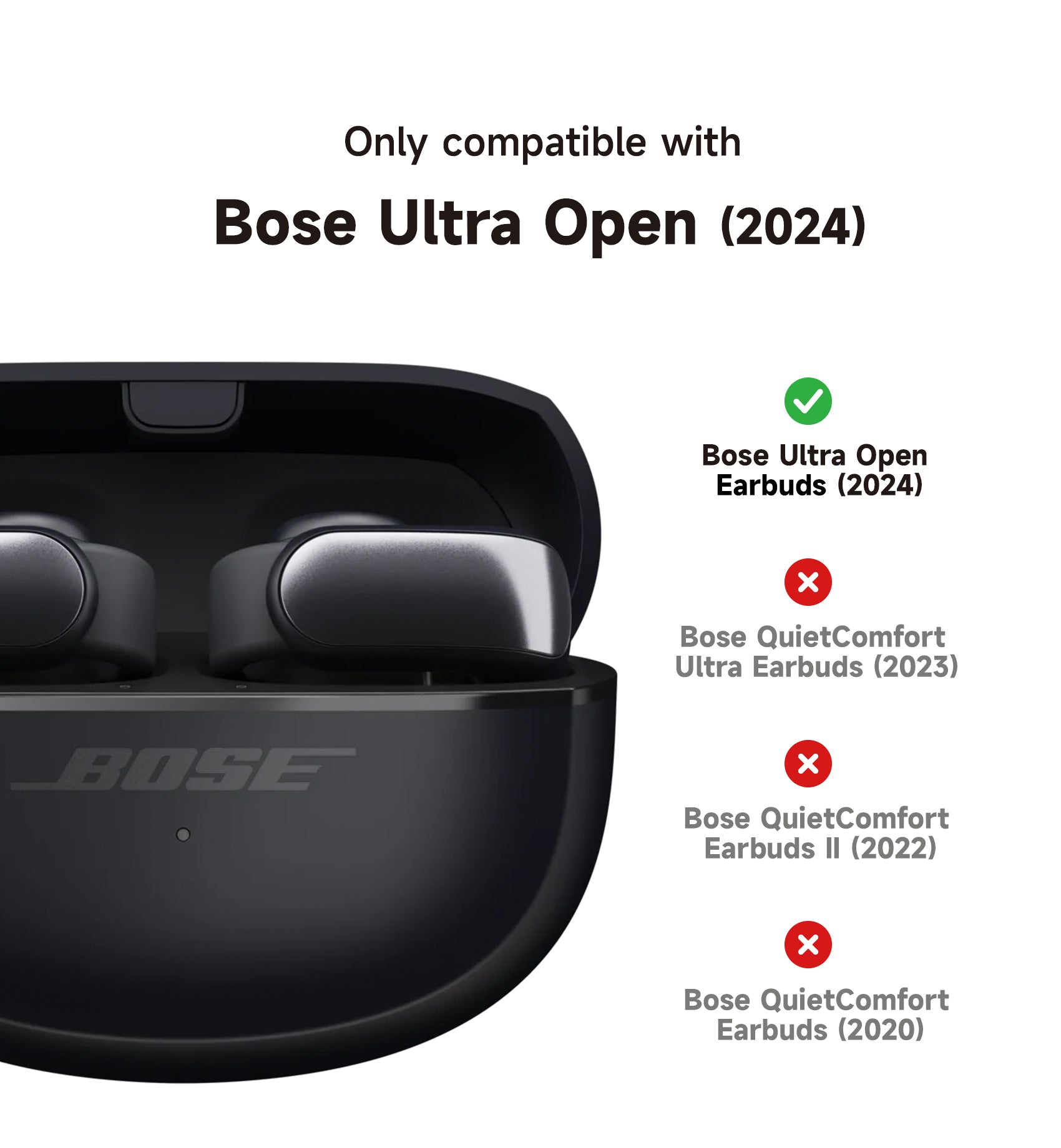 Suritch Case for Bose Ultra Open 2024 Shockproof Protective Cover for Wireless Ear Earbuds Accessories with Carabiner