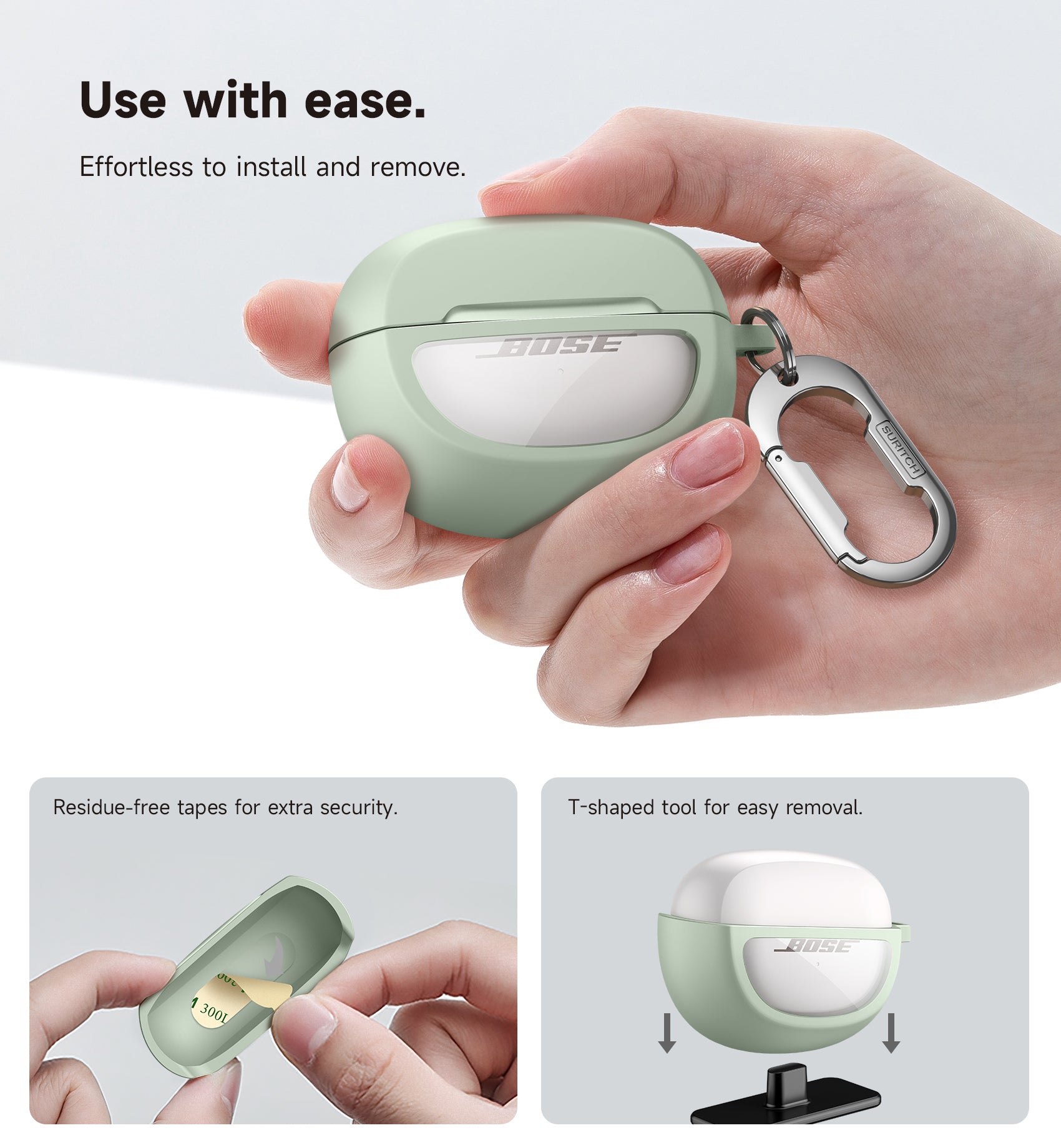 Suritch Case for Bose Ultra Open 2024 Shockproof Protective Cover for Wireless Ear Earbuds Accessories with Carabiner