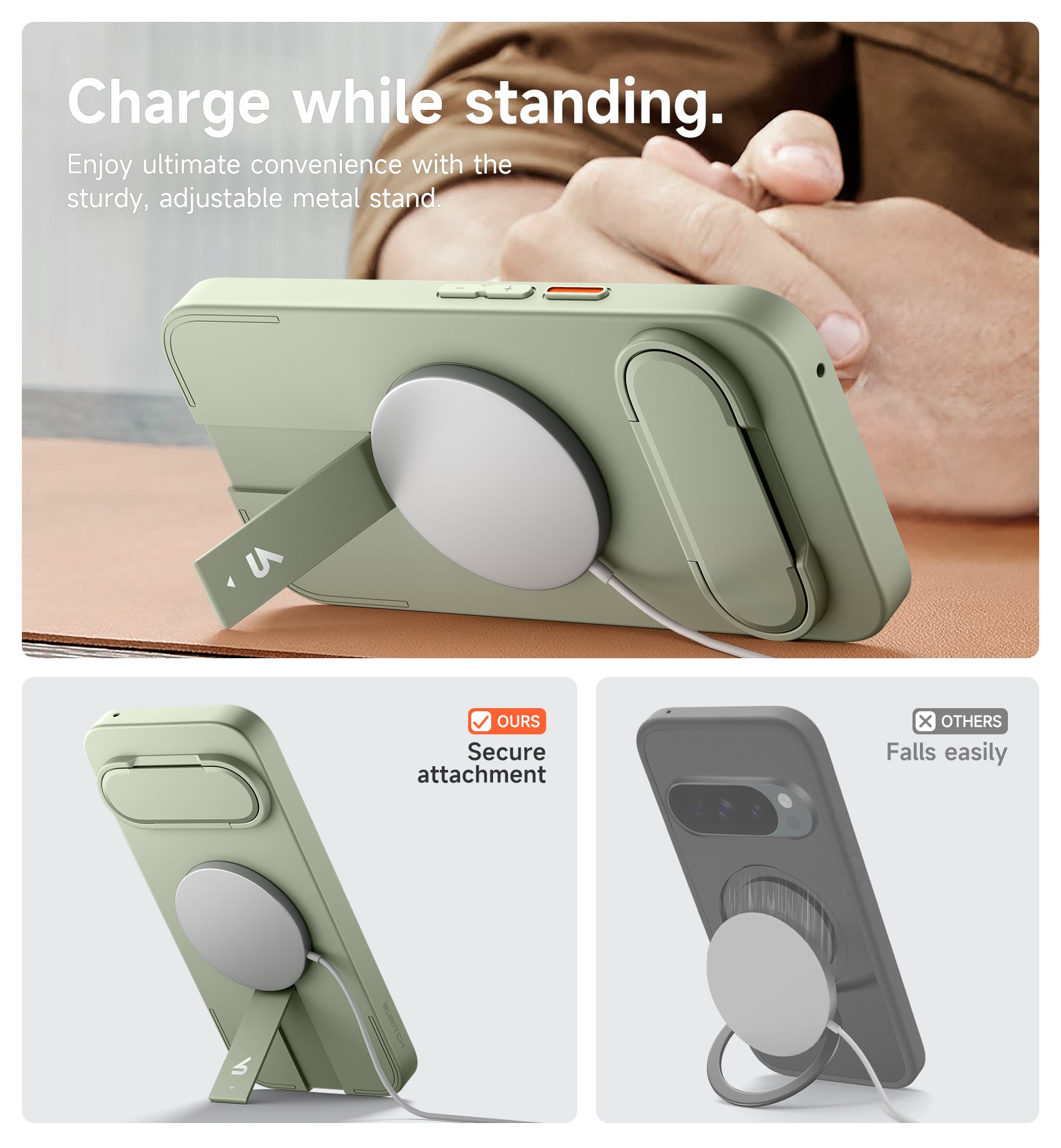 Suritch Case for Google Pixel 10 Compatible with MagSafe Protective Cover with Camera Cover Adjustable Metal Kickstand