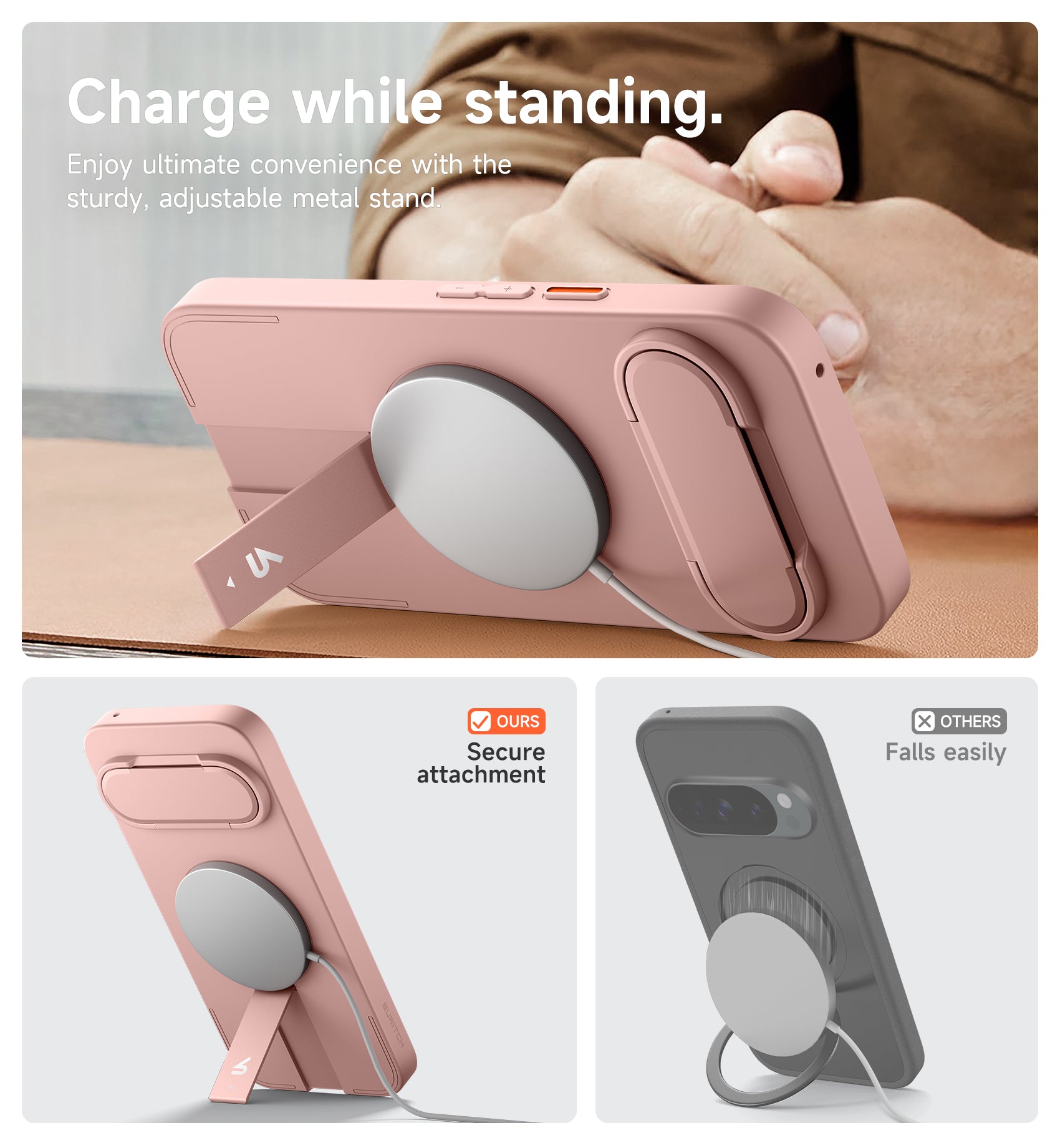 Suritch Case for Google Pixel 10 Compatible with MagSafe Protective Cover with Camera Cover Adjustable Metal Kickstand