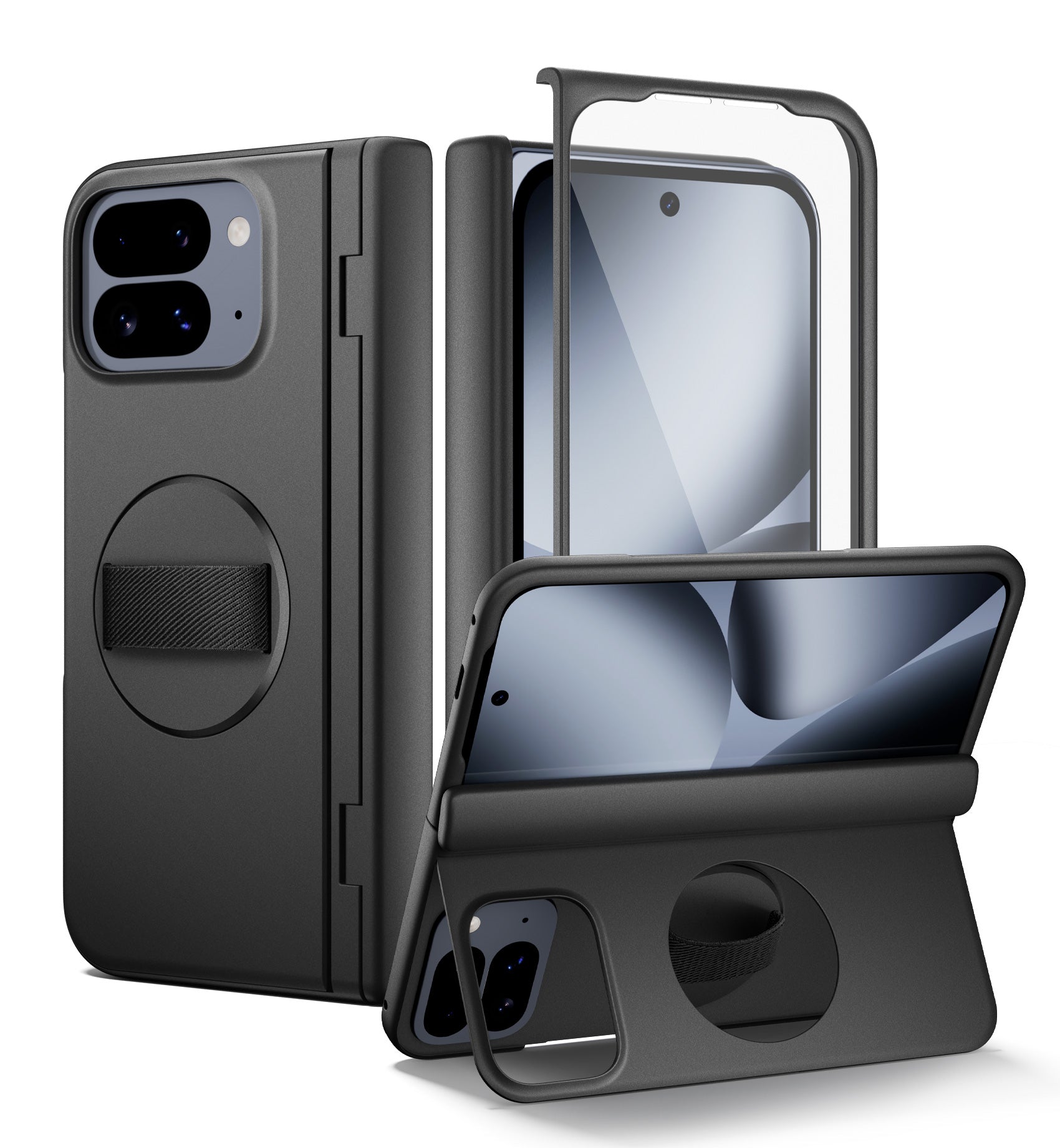 Suritch Case for Google Pixel 10 Pro Fold with 360° Rotatable Hand Strap Phone Grip Holder Invisible Kickstand Screen Protector Protective Cover