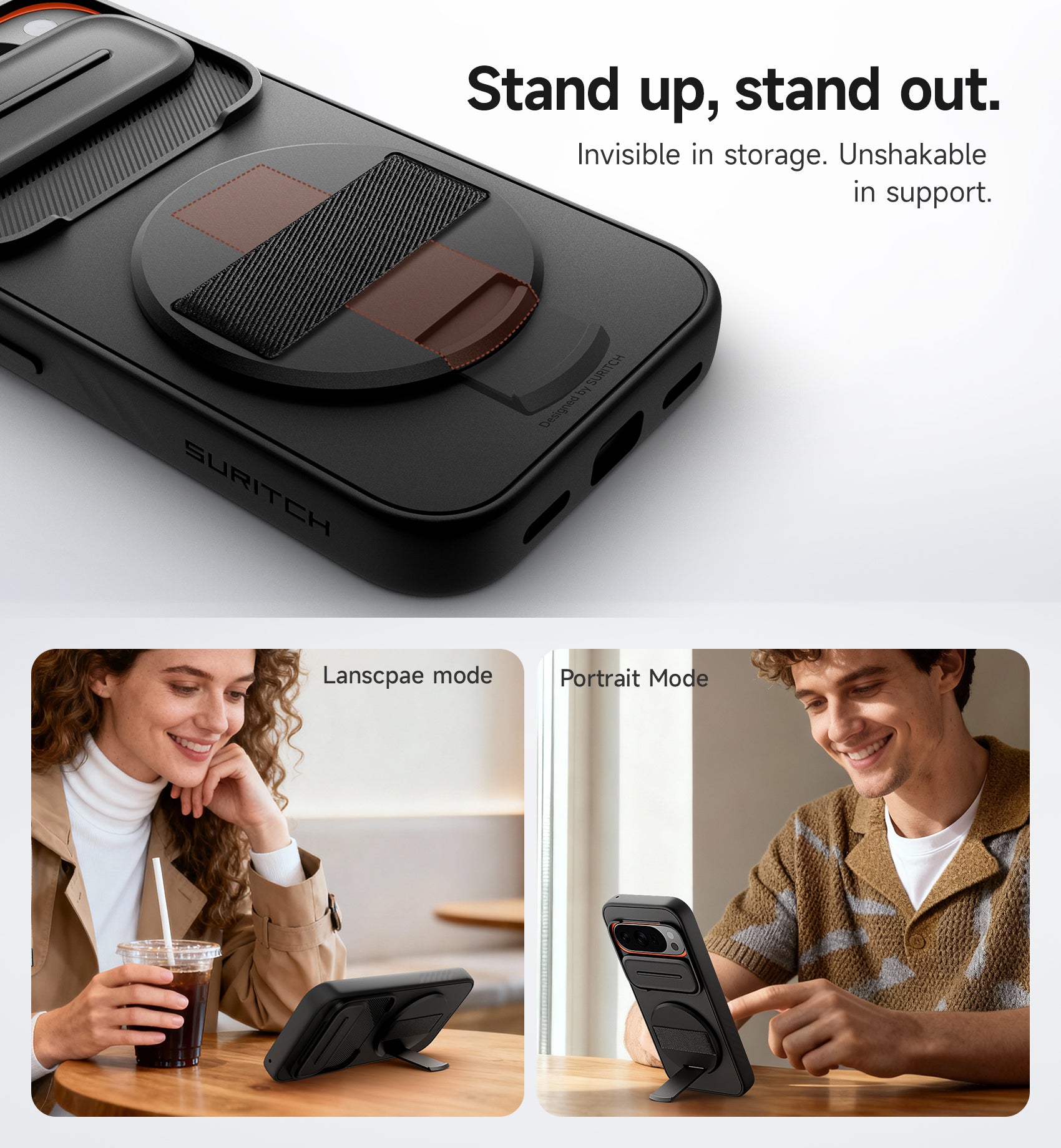 Suritch Case for Google Pixel 10 Pro XL with 360° Rotatable Hand Strap Phone Grip Holder Invisible Kickstand Slide Camera Cover Protective Cover