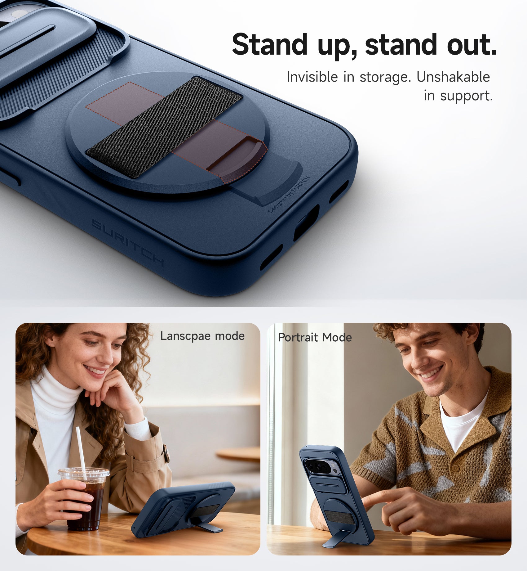 Suritch Case for Google Pixel 10 Pro with 360° Rotatable Hand Strap Phone Grip Holder Invisible Kickstand Slide Camera Cover Protective Cover