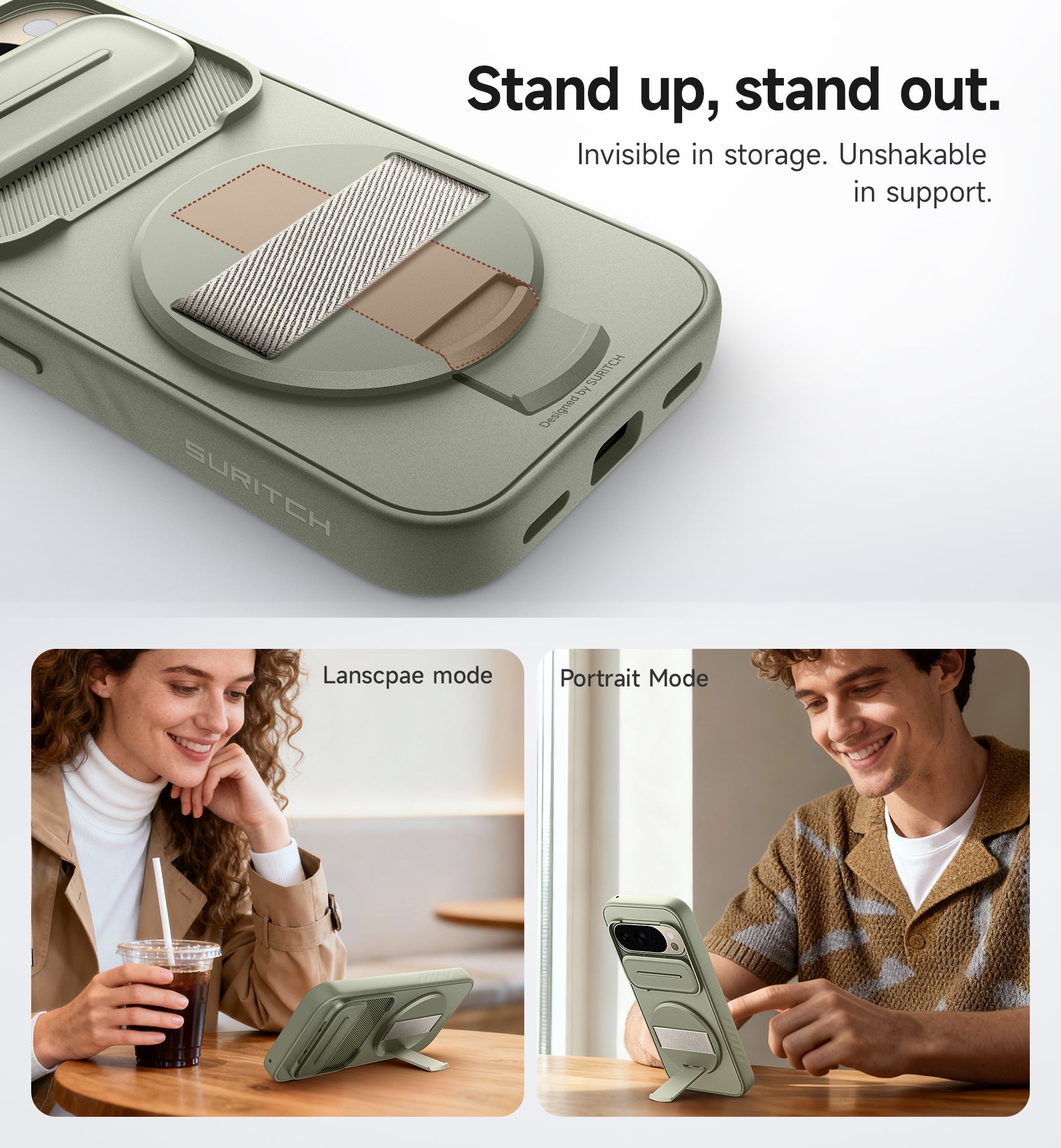 Suritch Case for Google Pixel 10 Pro with 360° Rotatable Hand Strap Phone Grip Holder Invisible Kickstand Slide Camera Cover Protective Cover