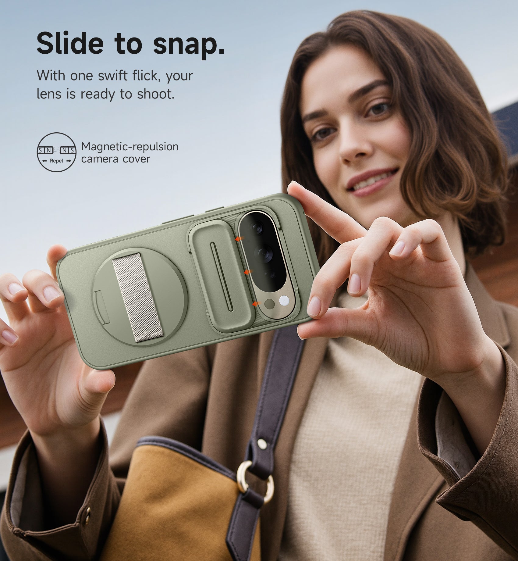 Suritch Case for Google Pixel 10 Pro with 360° Rotatable Hand Strap Phone Grip Holder Invisible Kickstand Slide Camera Cover Protective Cover
