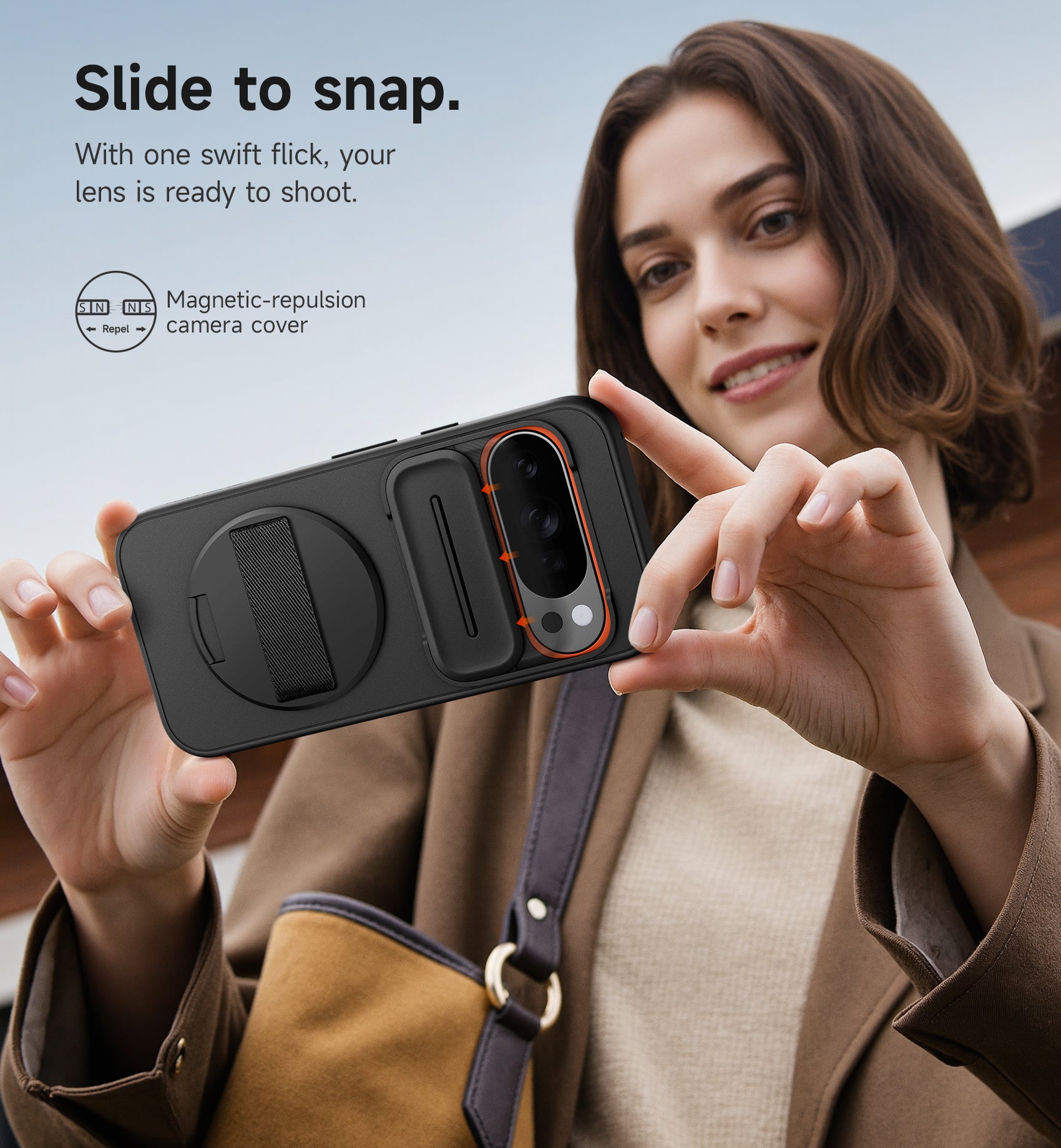 Suritch Case for Google Pixel 10 with 360° Rotatable Hand Strap Phone Grip Holder Invisible Kickstand Slide Camera Cover Protective Cover