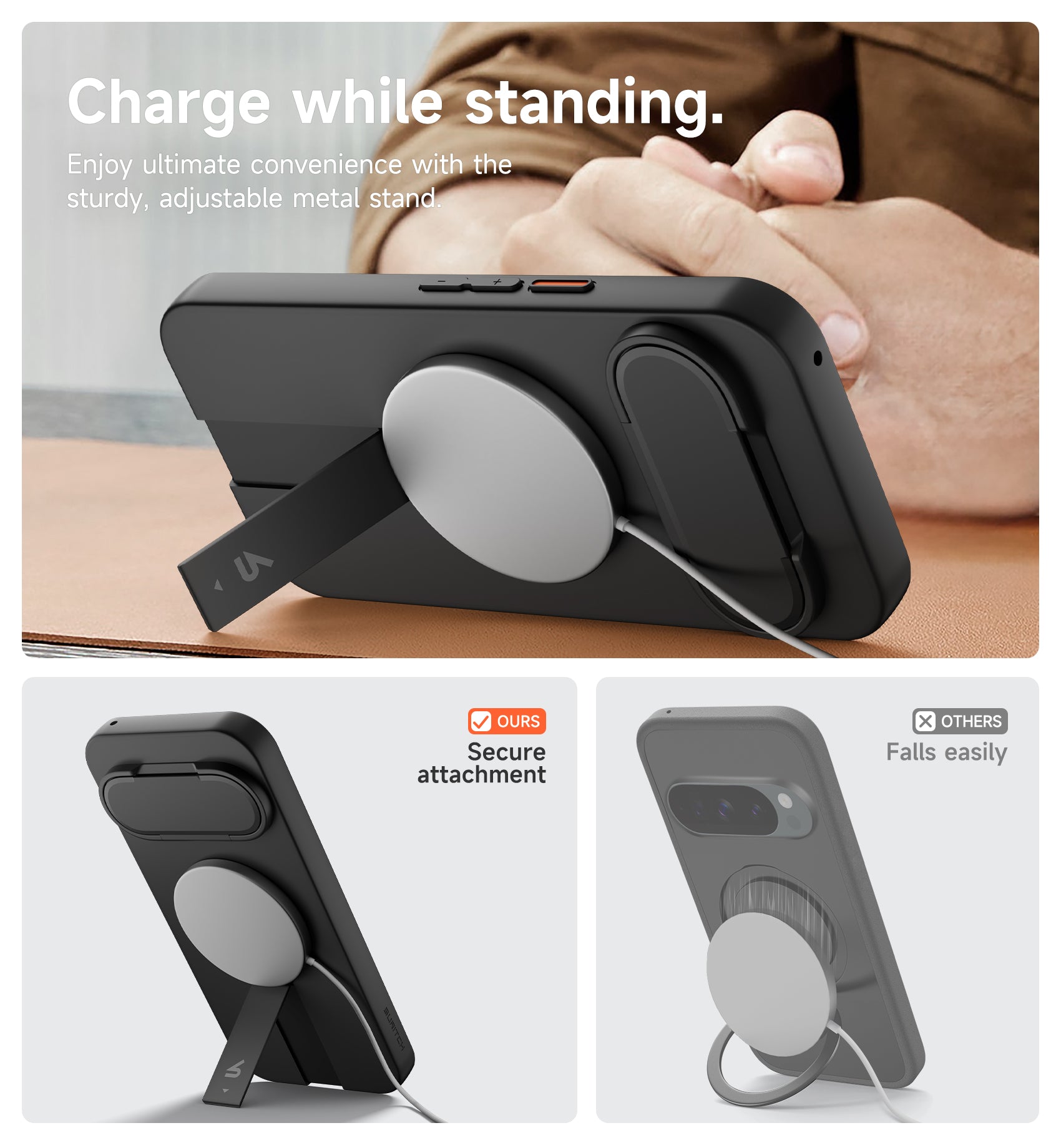 Suritch Phone Case for Google Pixel 11 Compatible with MagSafe Protective Cover with Camera Cover Adjustable Metal Kickstand 2026