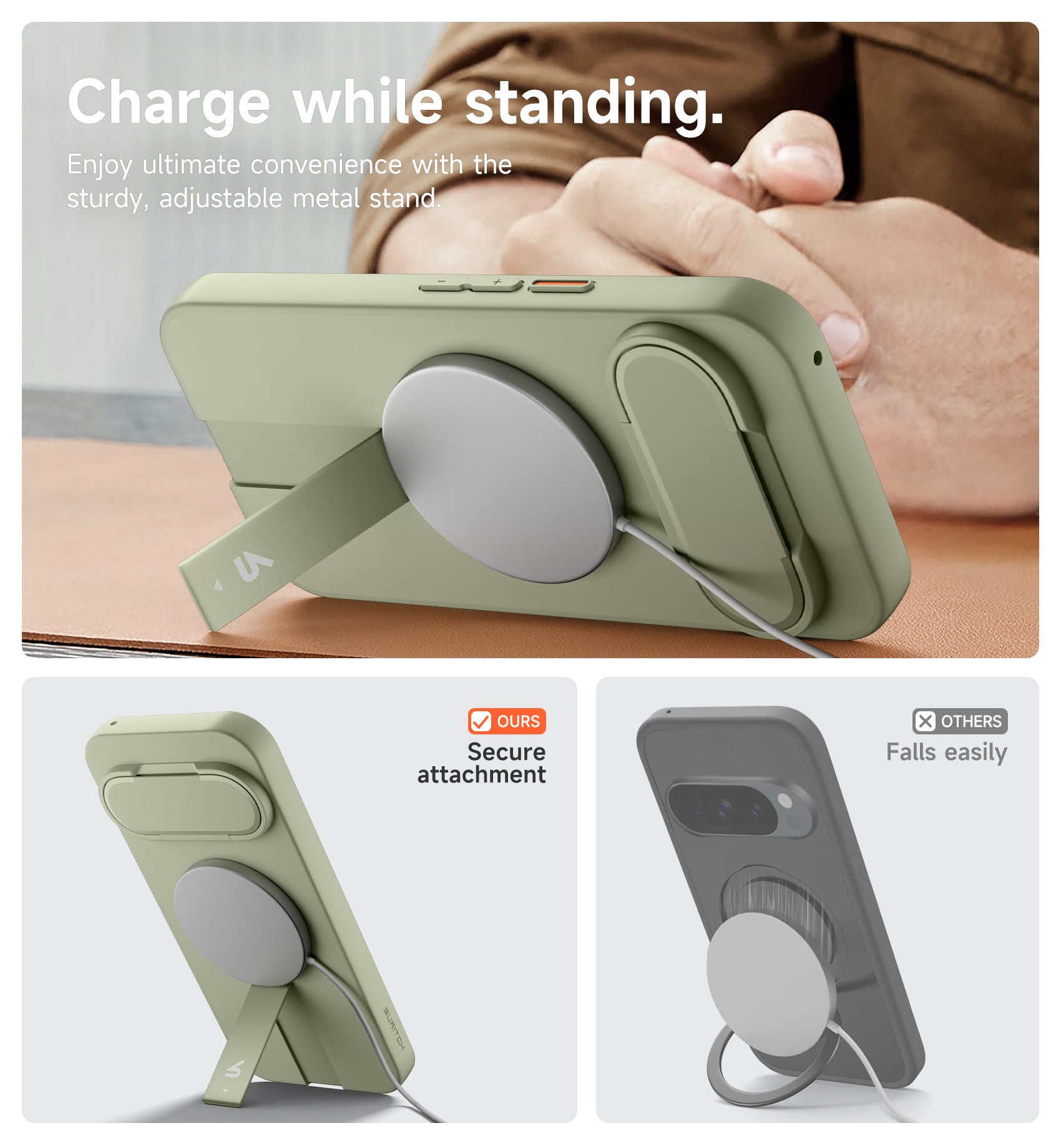 Suritch Phone Case for Google Pixel 11 Compatible with MagSafe Protective Cover with Camera Cover Adjustable Metal Kickstand 2026