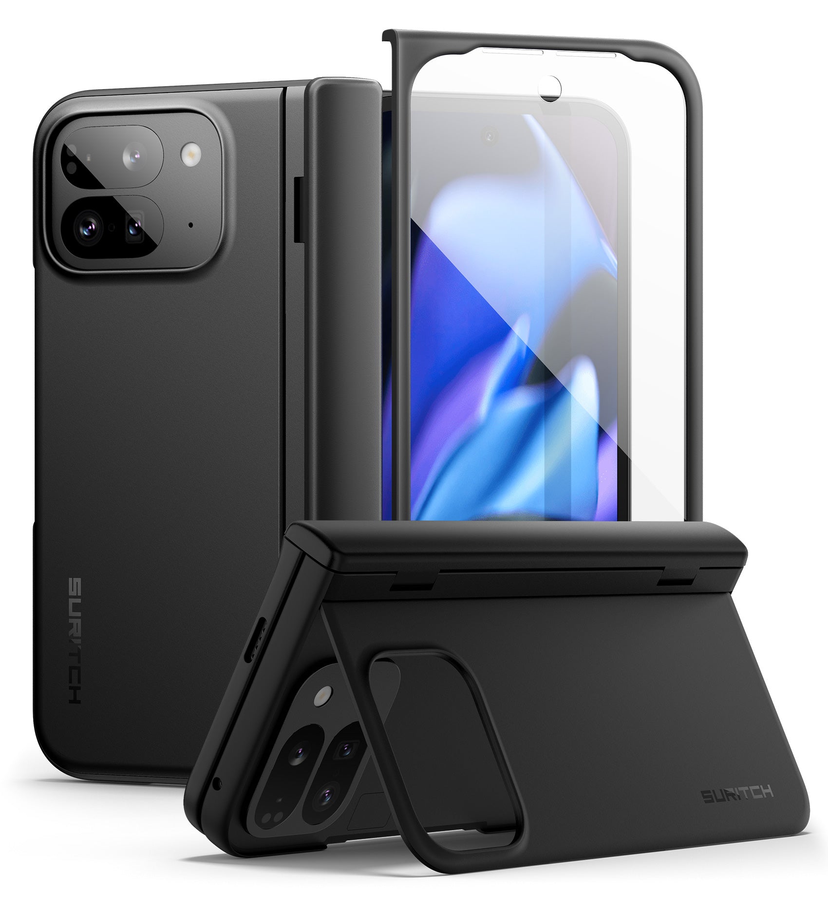 Suritch Case for Google Pixel 9 Pro Fold 2024 Built-in Kickstand Screen Protector Hinge Protection