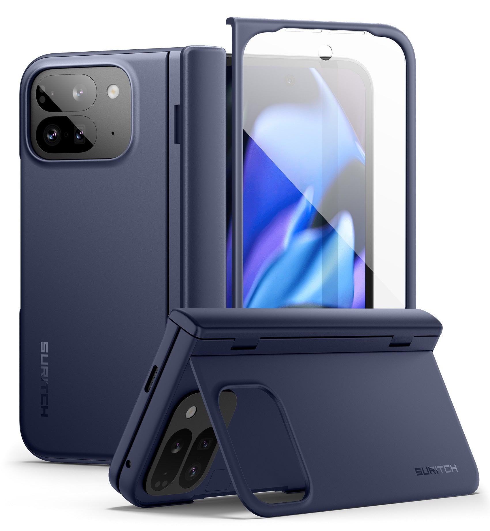 Suritch Case for Google Pixel 9 Pro Fold 2024 Built-in Kickstand Screen Protector Hinge Protection