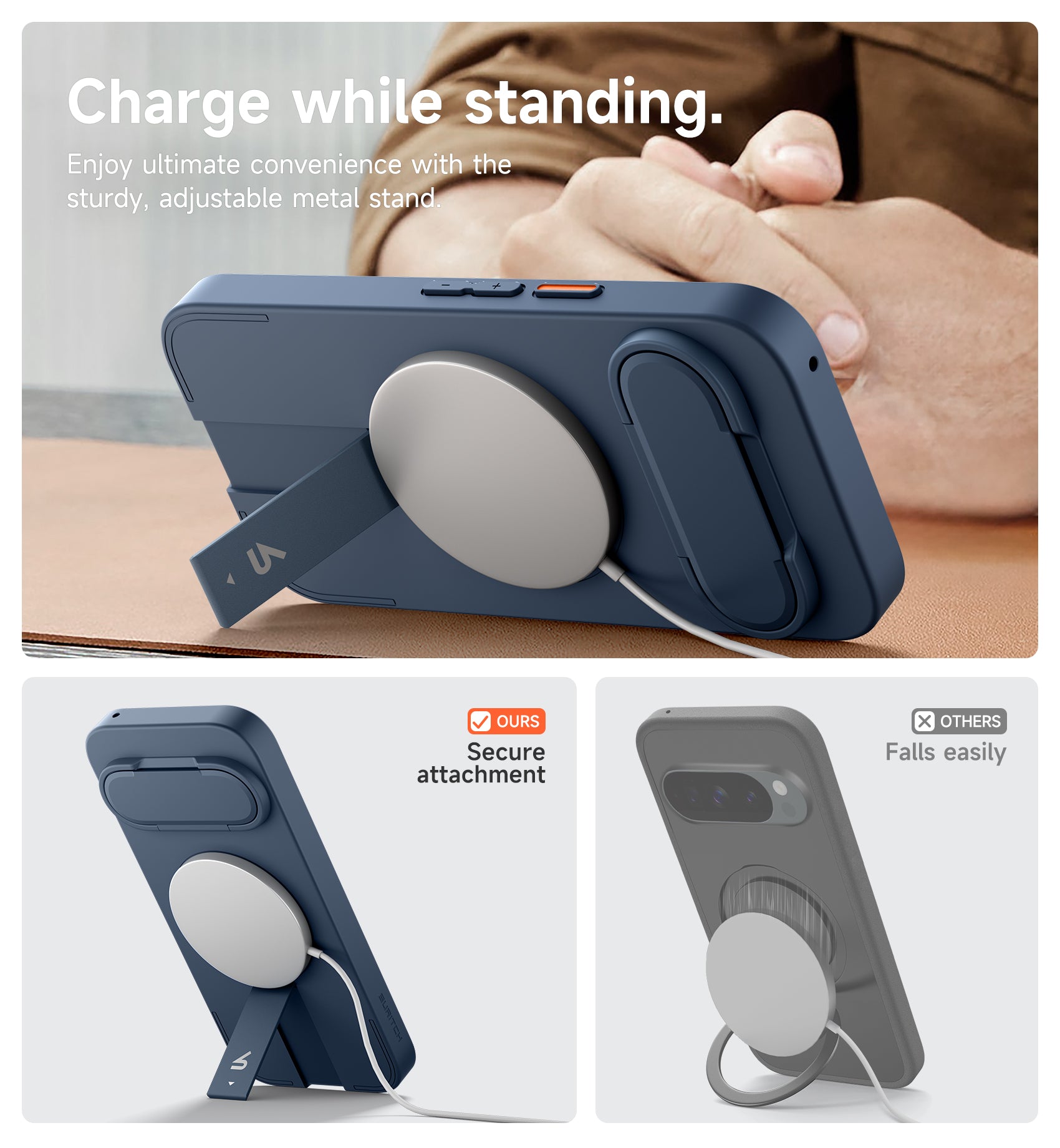 Suritch Case for Google Pixel 9 Pro XL Compatible with MagSafe Protective Cover with Camera Cover Adjustable Metal Kickstand