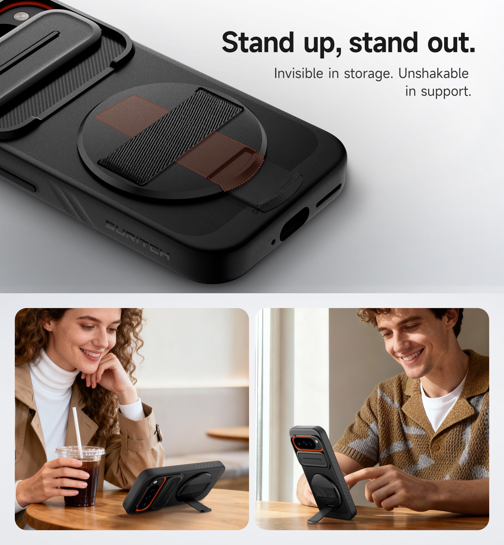 Suritch Case for Google Pixel 9 Pro XL with 360° Rotatable Hand Strap Phone Grip Holder Invisible Kickstand Slide Camera Cover Slim Rugged Shockproof Protective Cover