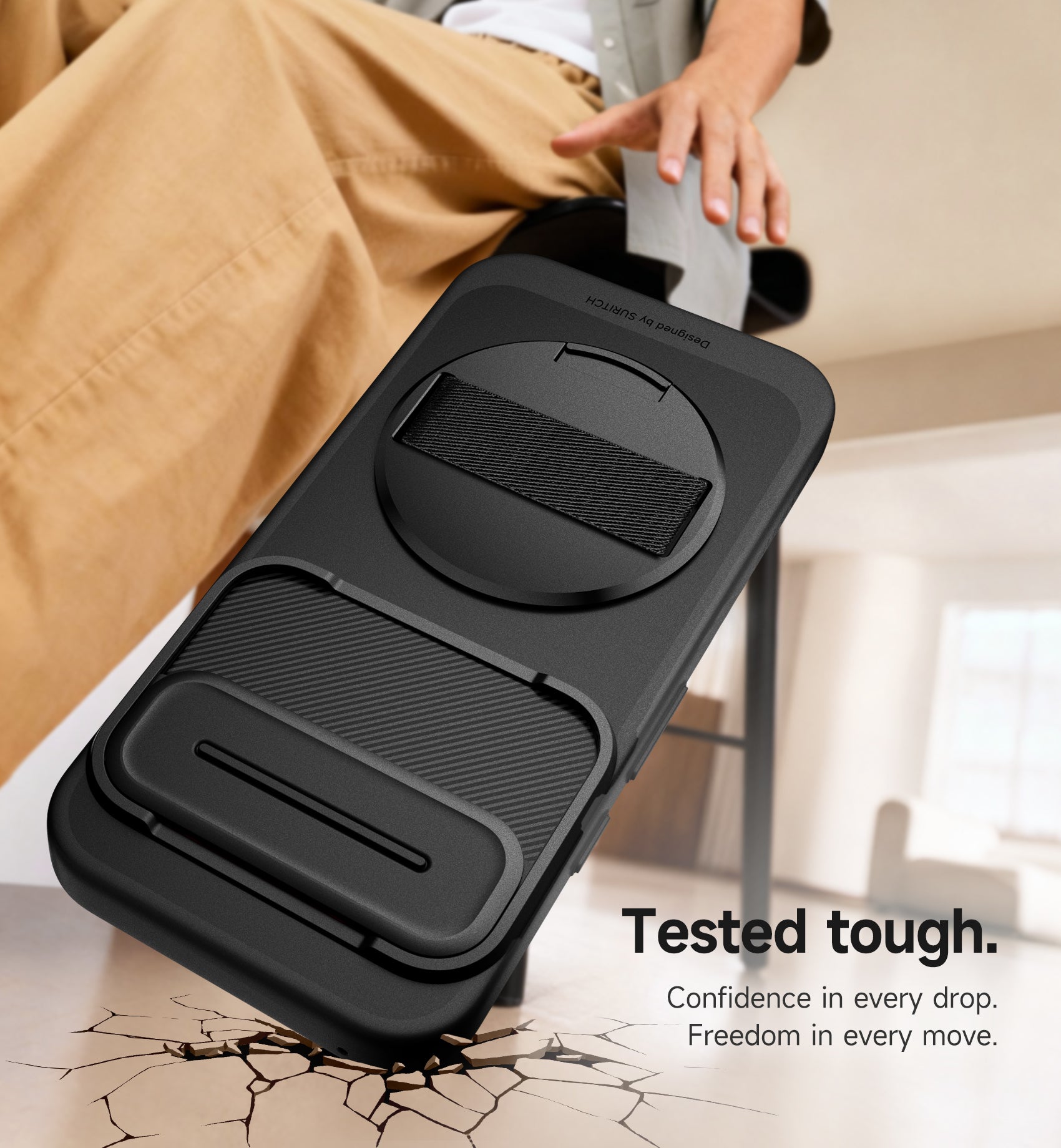 Suritch Case for Google Pixel 9 with 360° Rotatable Hand Strap Phone Grip Holder Invisible Kickstand Slide Camera Cover Slim Rugged Shockproof Protective Cover