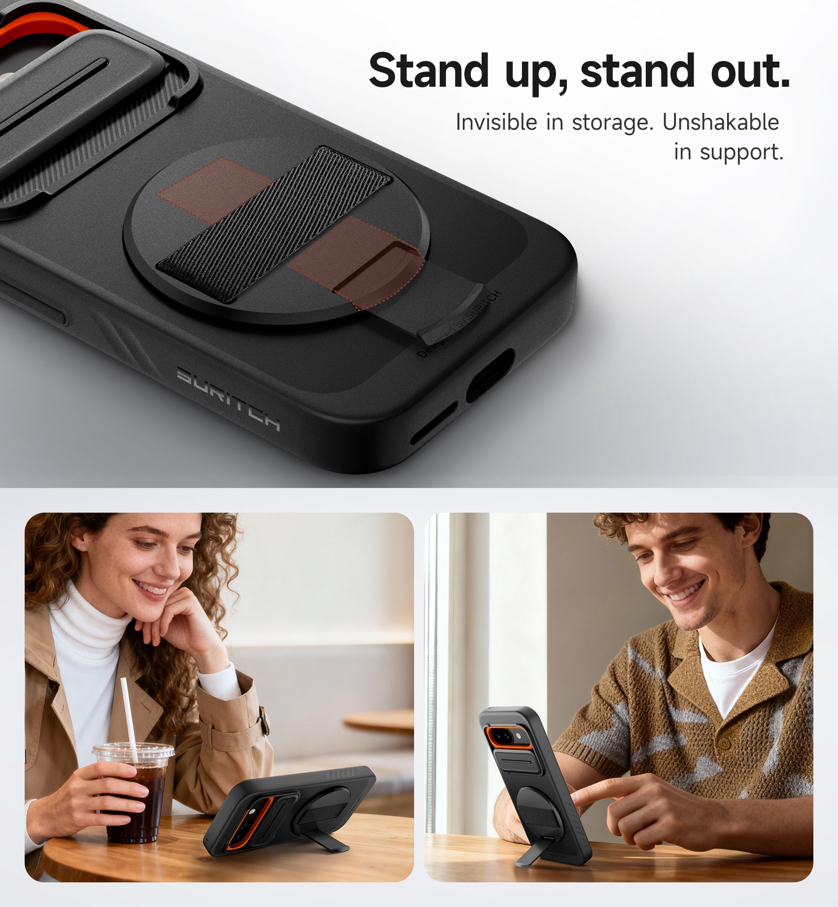 Suritch Case for Google Pixel 9a with 360° Rotatable Hand Strap Phone Grip Holder Invisible Kickstand Slide Camera Cover Slim Rugged Shockproof Protective Cover