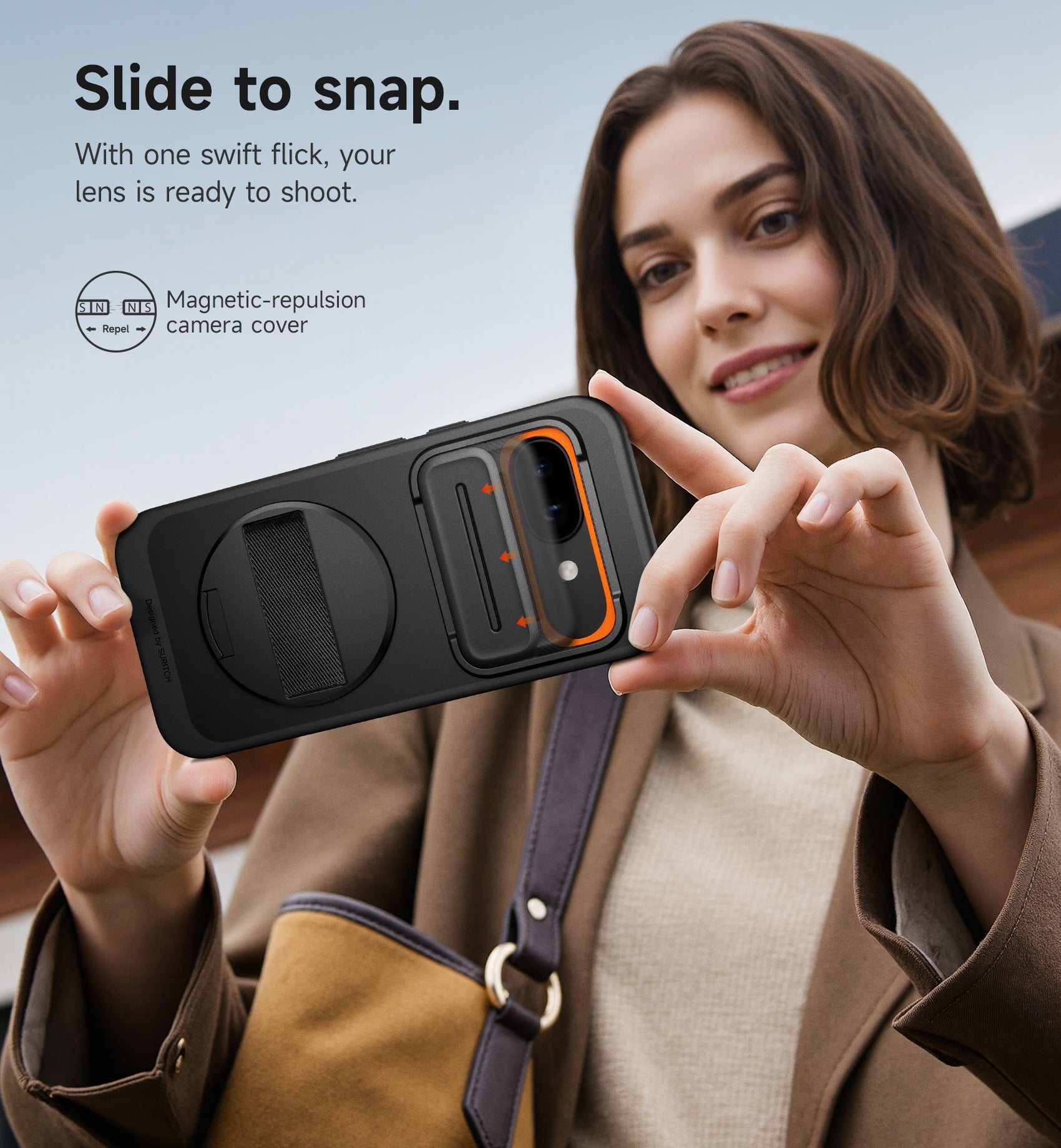 Suritch Case for Google Pixel 9a with 360° Rotatable Hand Strap Phone Grip Holder Invisible Kickstand Slide Camera Cover Slim Rugged Shockproof Protective Cover