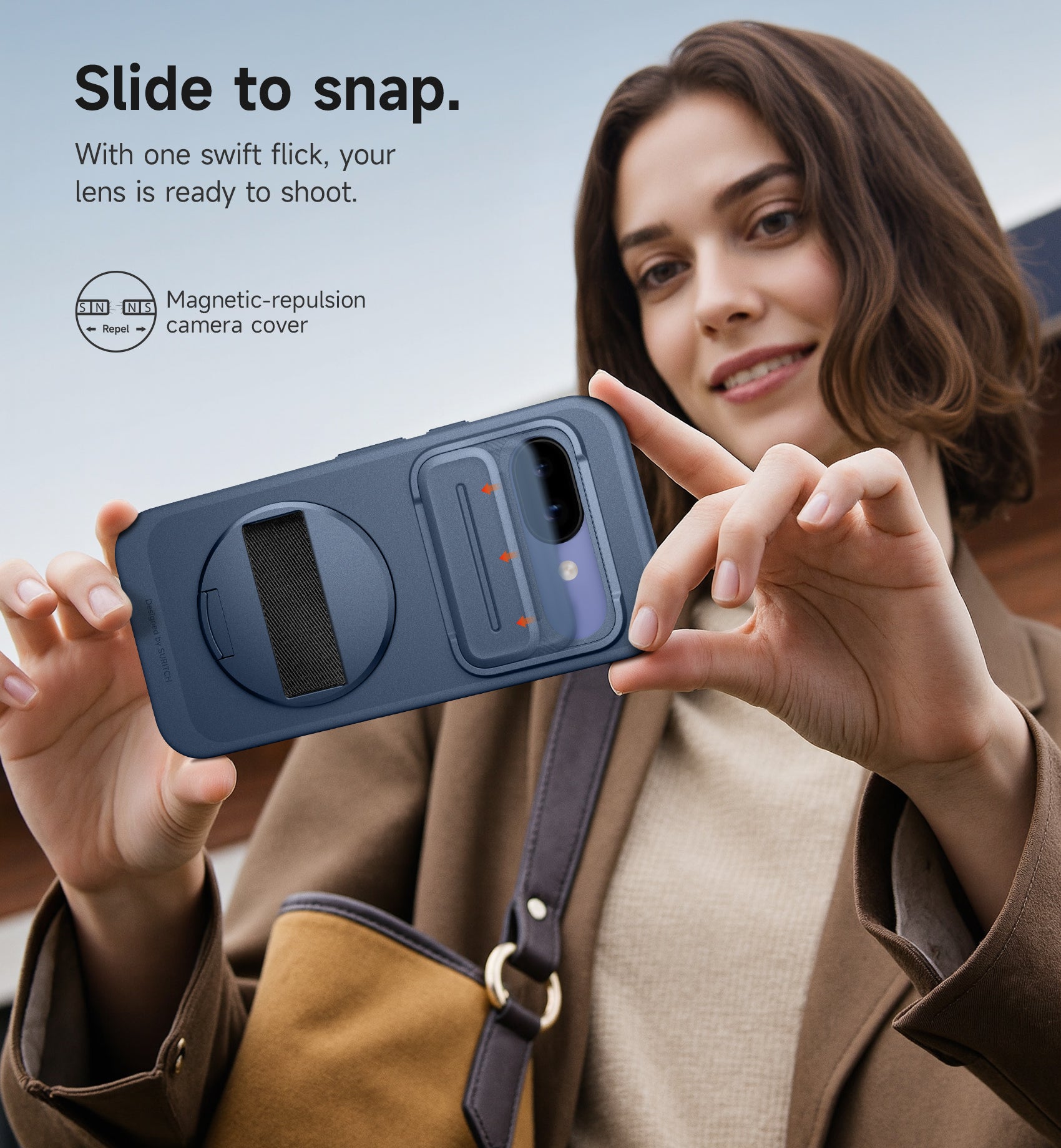 Suritch Case for Google Pixel 9a with 360° Rotatable Hand Strap Phone Grip Holder Invisible Kickstand Slide Camera Cover Slim Rugged Shockproof Protective Cover