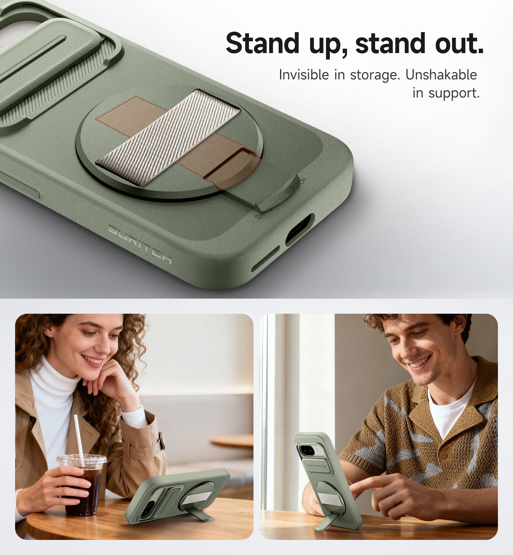 Suritch Case for Google Pixel 9a with 360° Rotatable Hand Strap Phone Grip Holder Invisible Kickstand Slide Camera Cover Slim Rugged Shockproof Protective Cover