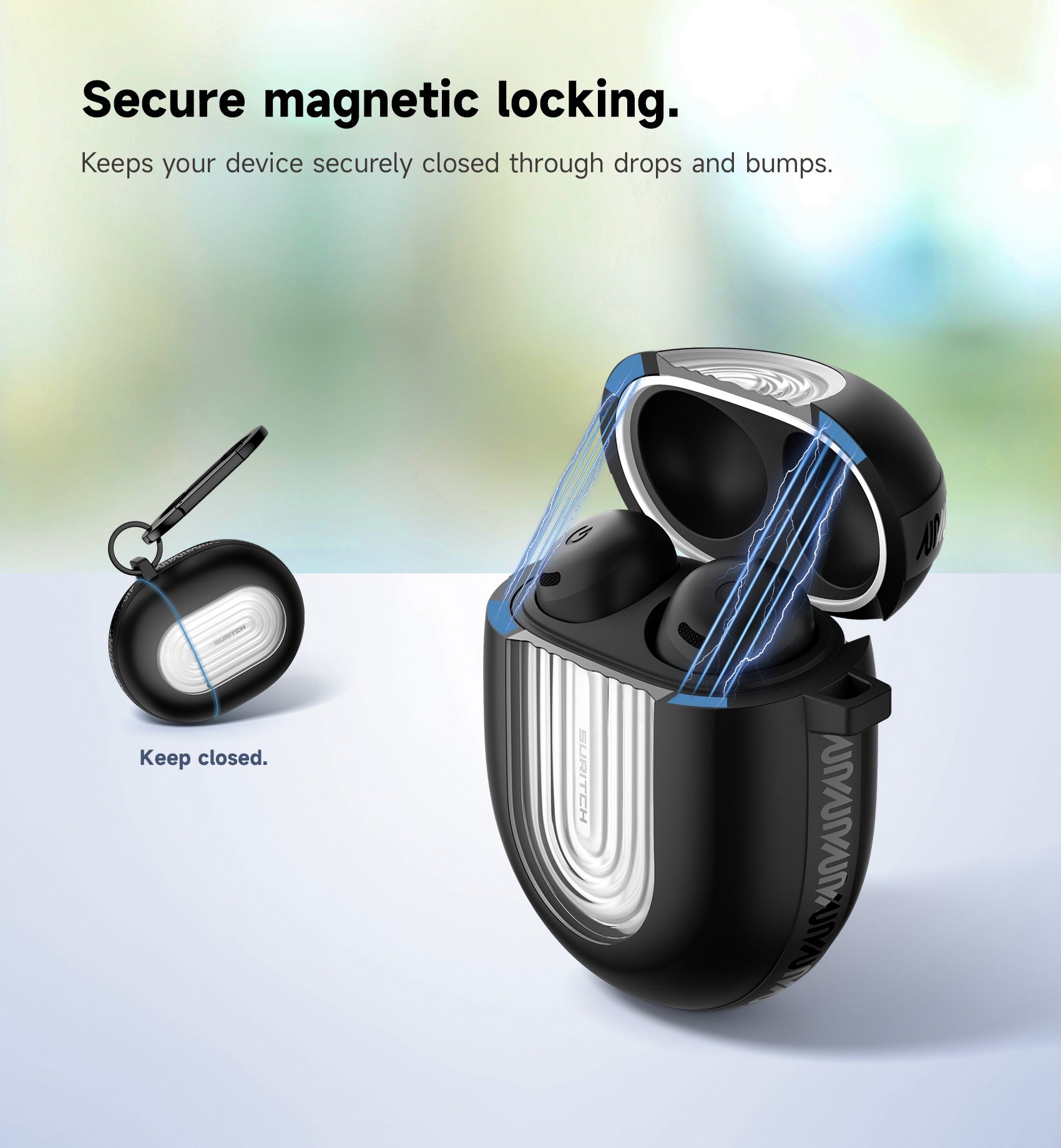 Suritch Case for Google Pixel Buds Pro 2022 Magnetic Bumper Rugged Shockproof Protective Cover with Carabiner Cleaning Kit Removal Tool