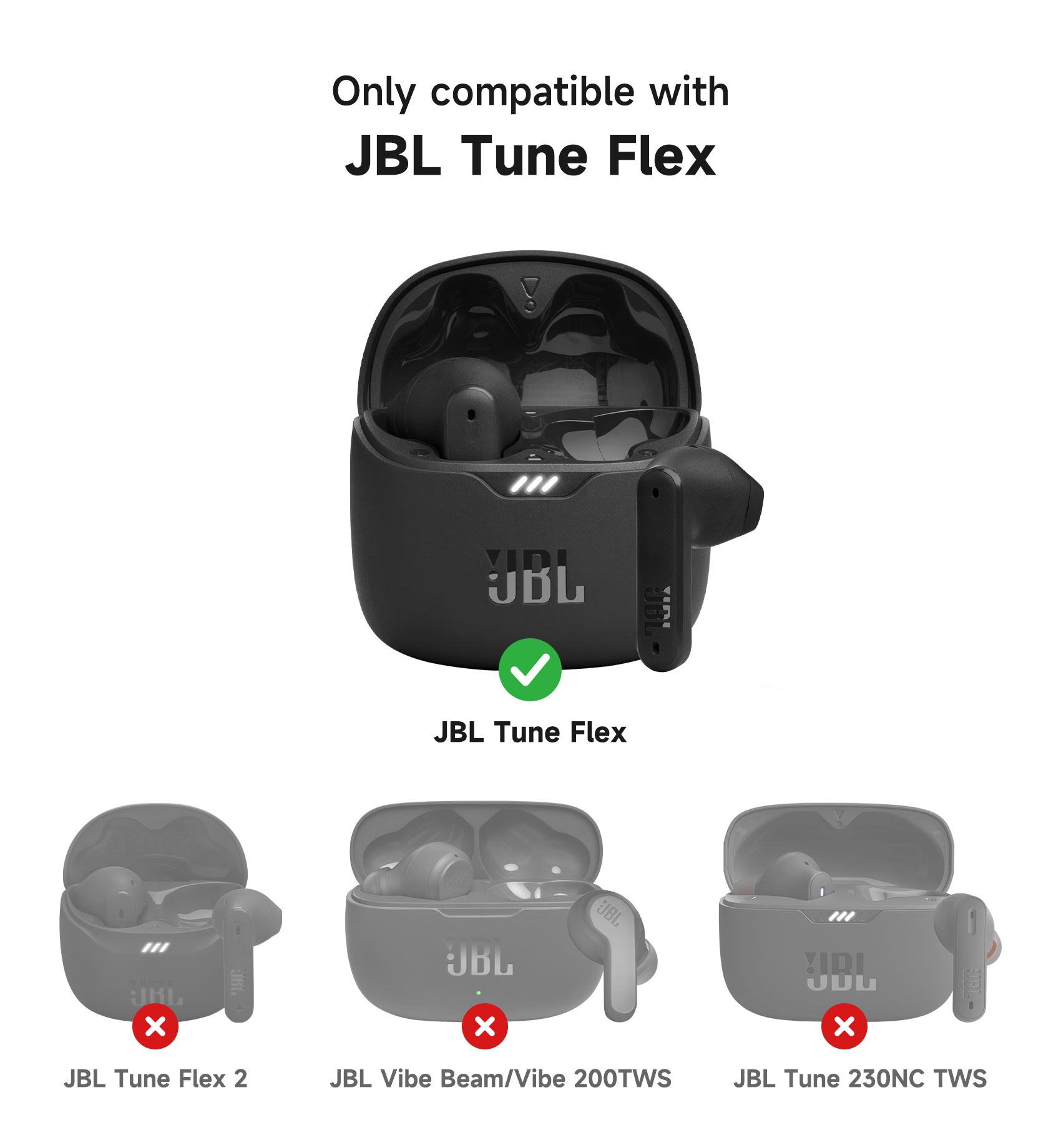 SURITCH Magnetic Bumper Case for JBL Tune Flex Earbuds Rugged Shockproof Protective Covers with Magnetic Lid Lock Carabiner Cleaning Kit Removal Tool