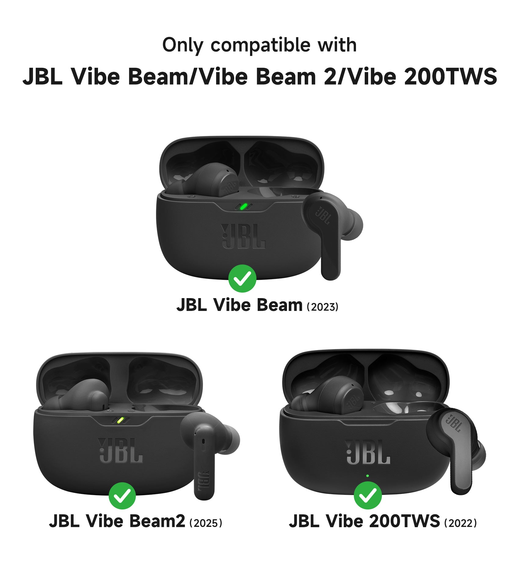 Suritch Case for JBL Vibe 200TWS Earbuds Shockproof Magnetic Protective Headphone Cover Rugged Bumper with Carabiner Cleaning Kit Removal Tool
