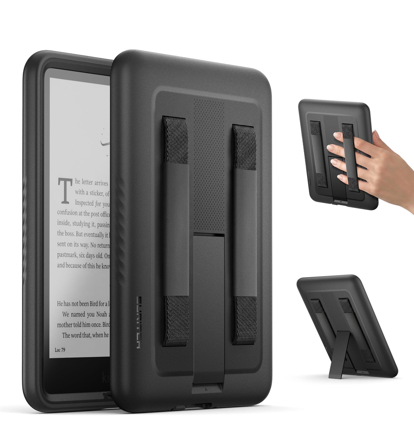 Suritch Case for Kindle Paperwhite Signature Edition 12th Gen 2024 Shockproof TPU Protective Cover with Dual Hand Strap Adjustable Kickstand Screen Protector