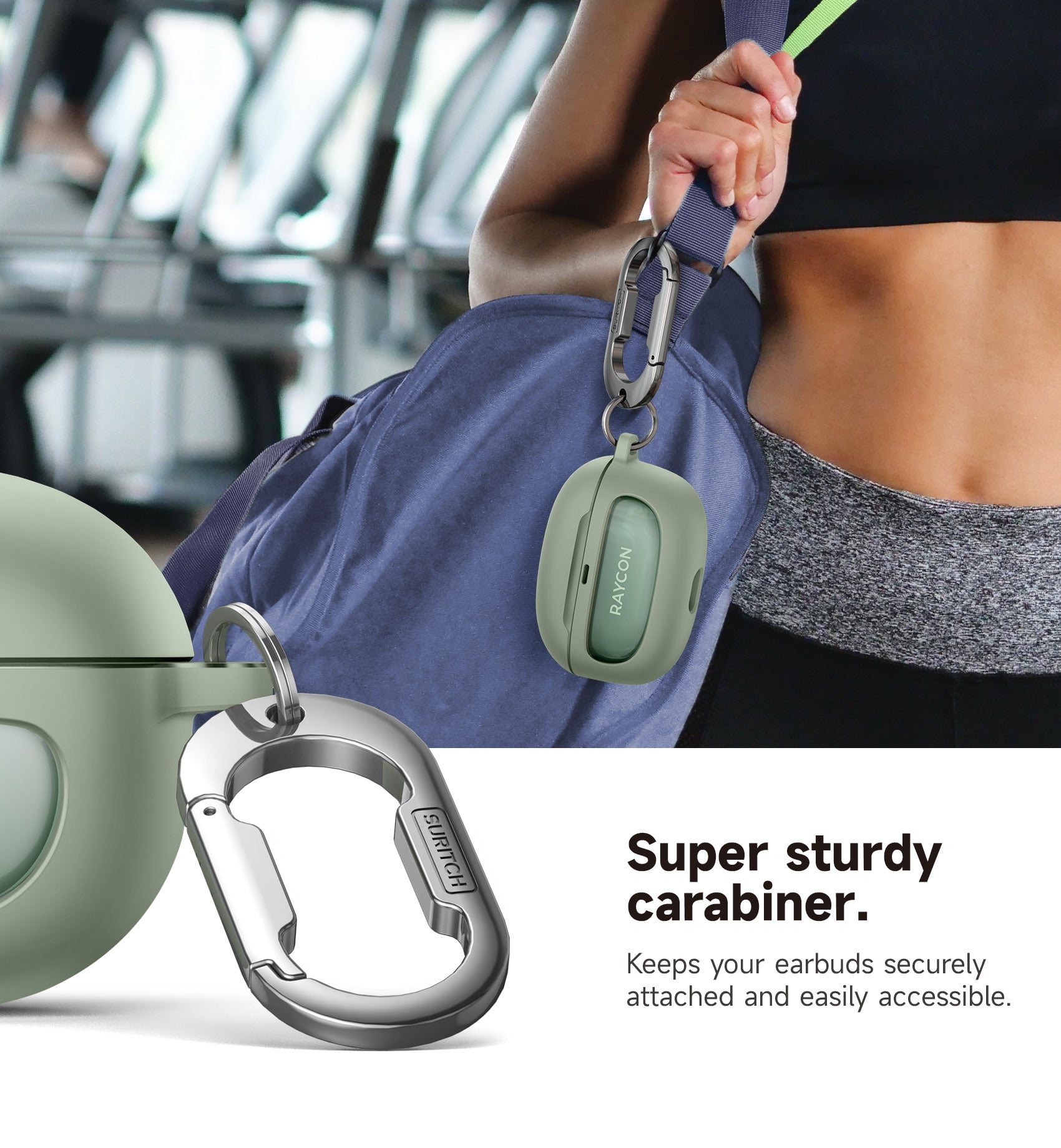 Suritch Case for Raycon Everyday Earbuds 2024 Edition Shockproof Magnetic Protective Cover Bluetooth True Wireless in-Ear Buds Headphones with Magnetic Lid Lock Carabiner