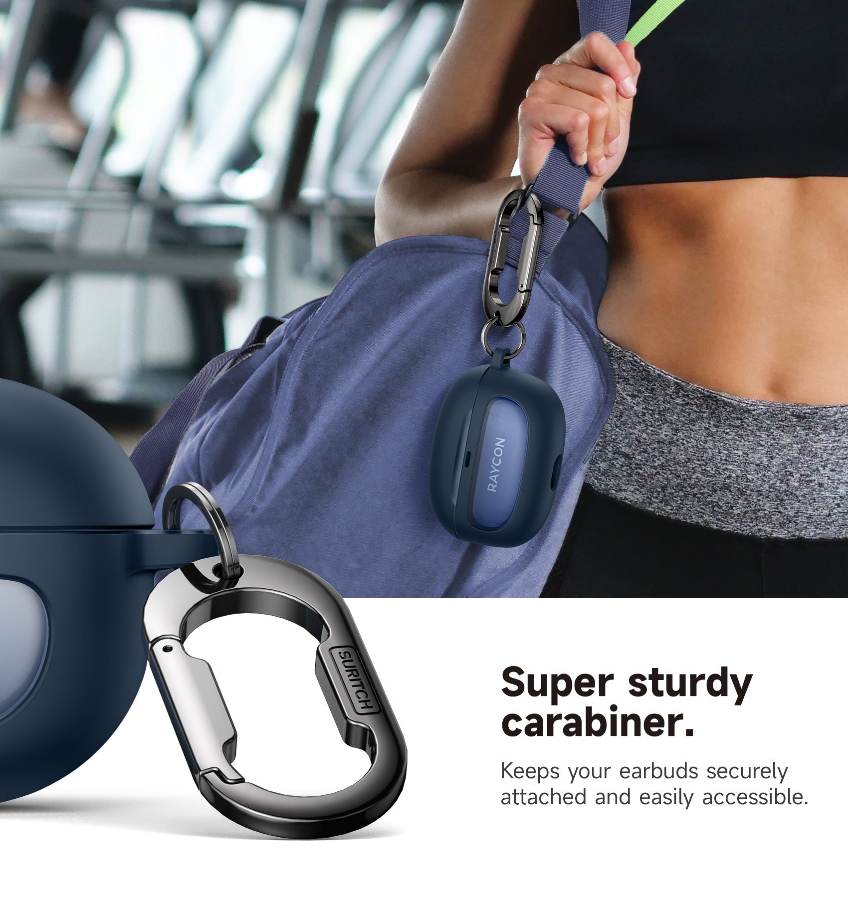 Suritch Case for Raycon Everyday Earbuds 2024 Edition Shockproof Magnetic Protective Cover Bluetooth True Wireless in-Ear Buds Headphones with Magnetic Lid Lock Carabiner