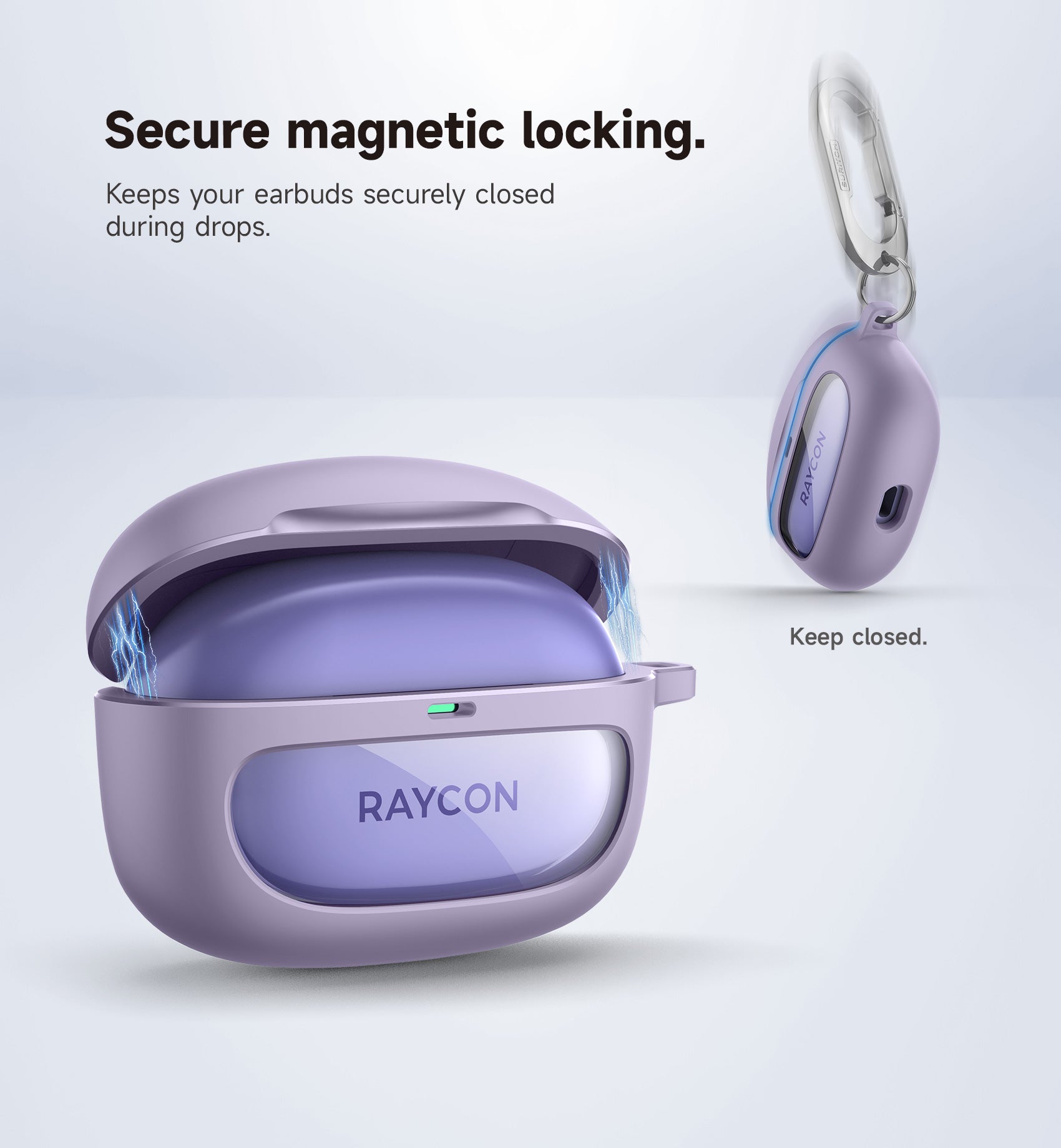 Suritch Case for Raycon Everyday Earbuds 2024 Edition Shockproof Magnetic Protective Cover Bluetooth True Wireless in-Ear Buds Headphones with Magnetic Lid Lock Carabiner