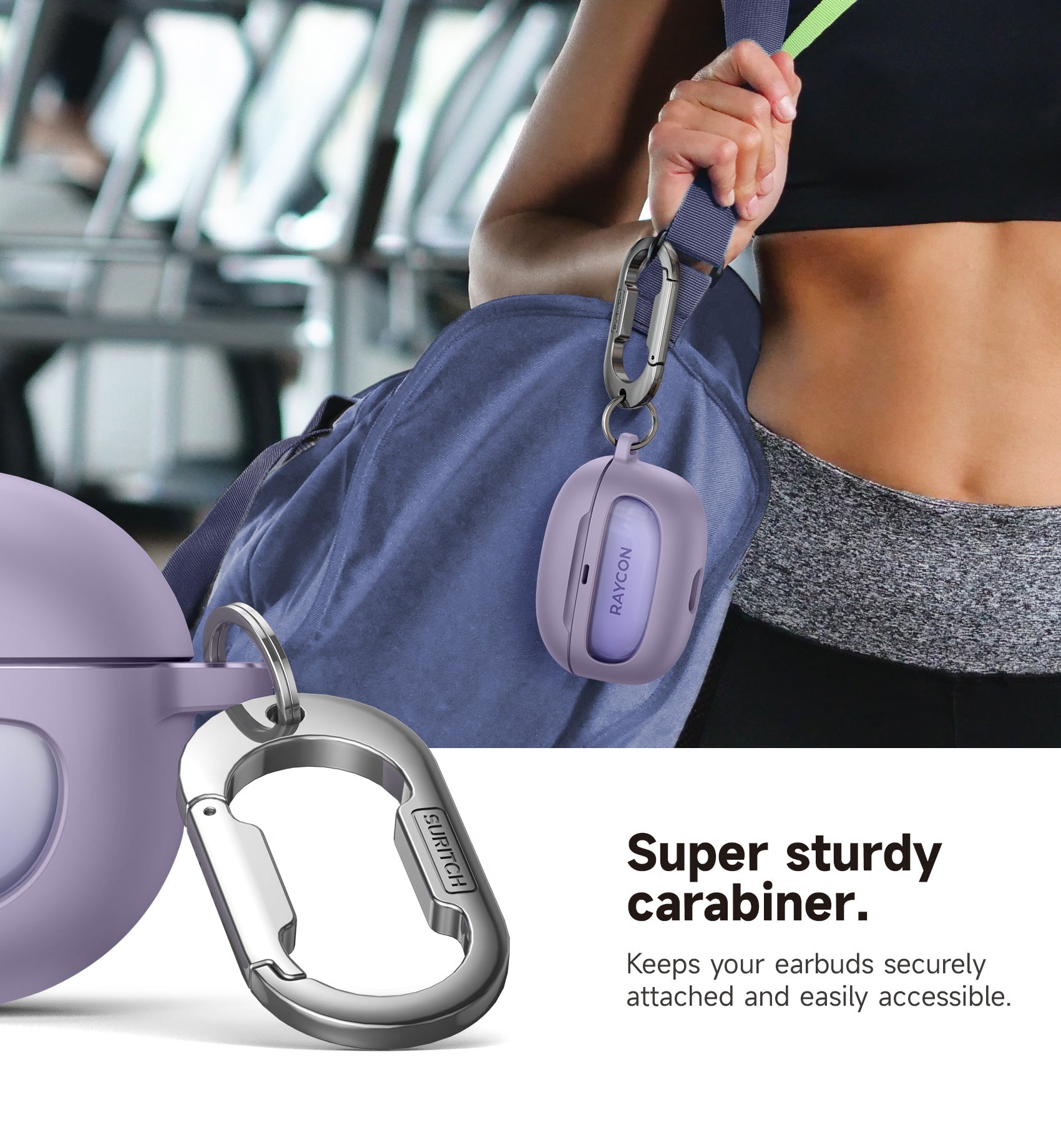 Suritch Case for Raycon Everyday Earbuds 2024 Edition Shockproof Magnetic Protective Cover Bluetooth True Wireless in-Ear Buds Headphones with Magnetic Lid Lock Carabiner