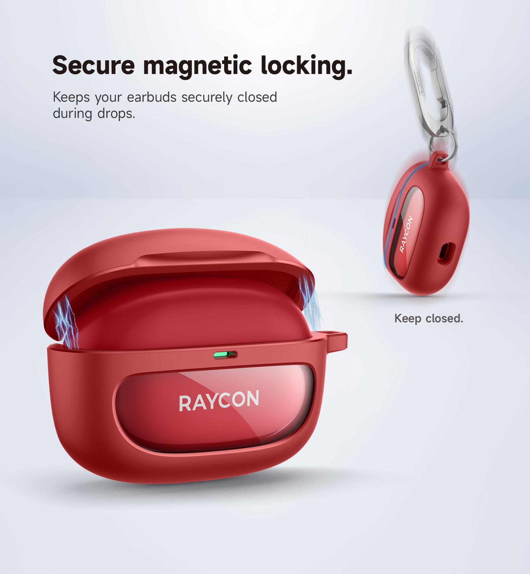 Suritch Case for Raycon Everyday Earbuds 2024 Edition Shockproof Magnetic Protective Cover Bluetooth True Wireless in-Ear Buds Headphones with Magnetic Lid Lock Carabiner