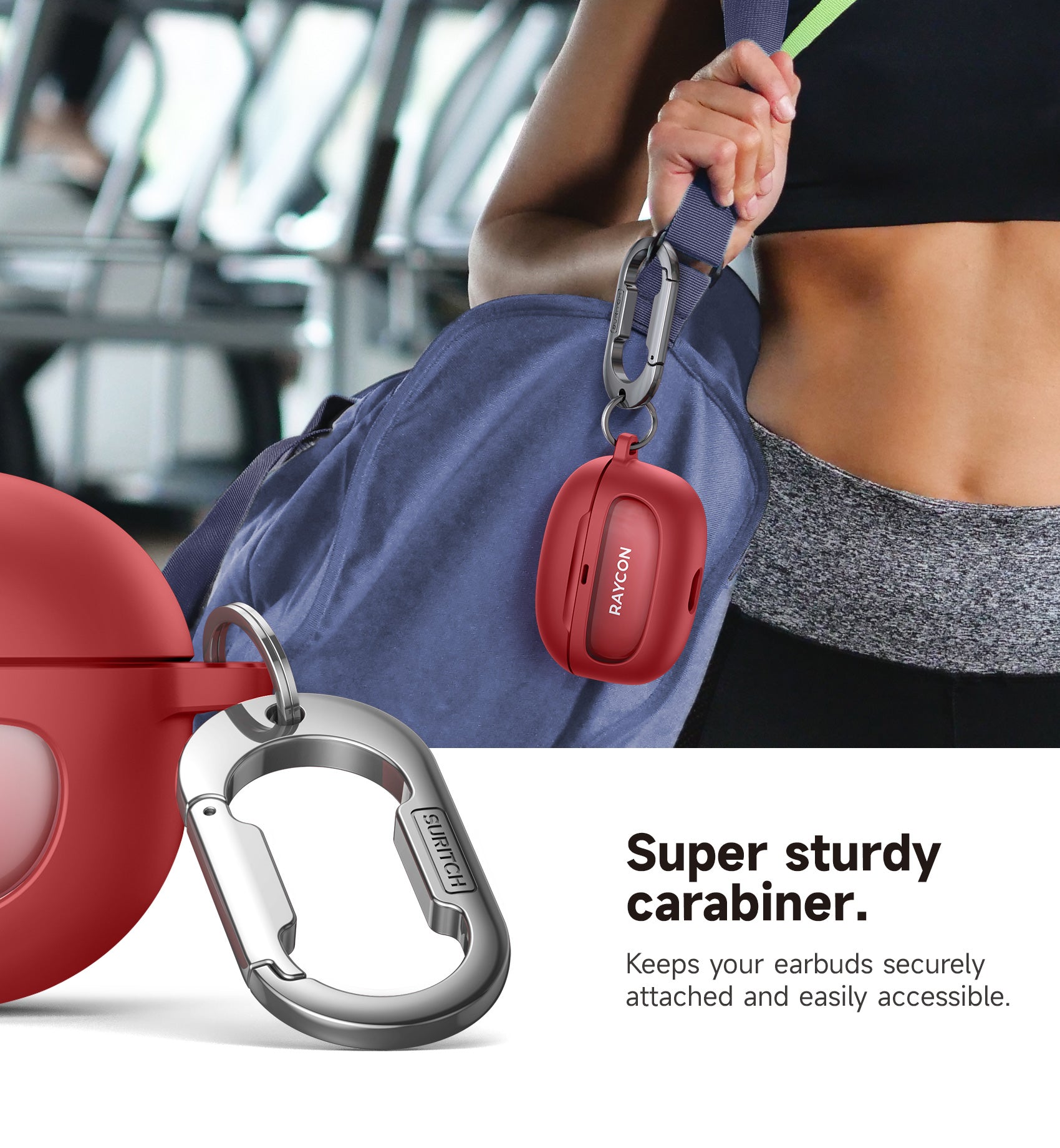 Suritch Case for Raycon Everyday Earbuds 2024 Edition Shockproof Magnetic Protective Cover Bluetooth True Wireless in-Ear Buds Headphones with Magnetic Lid Lock Carabiner
