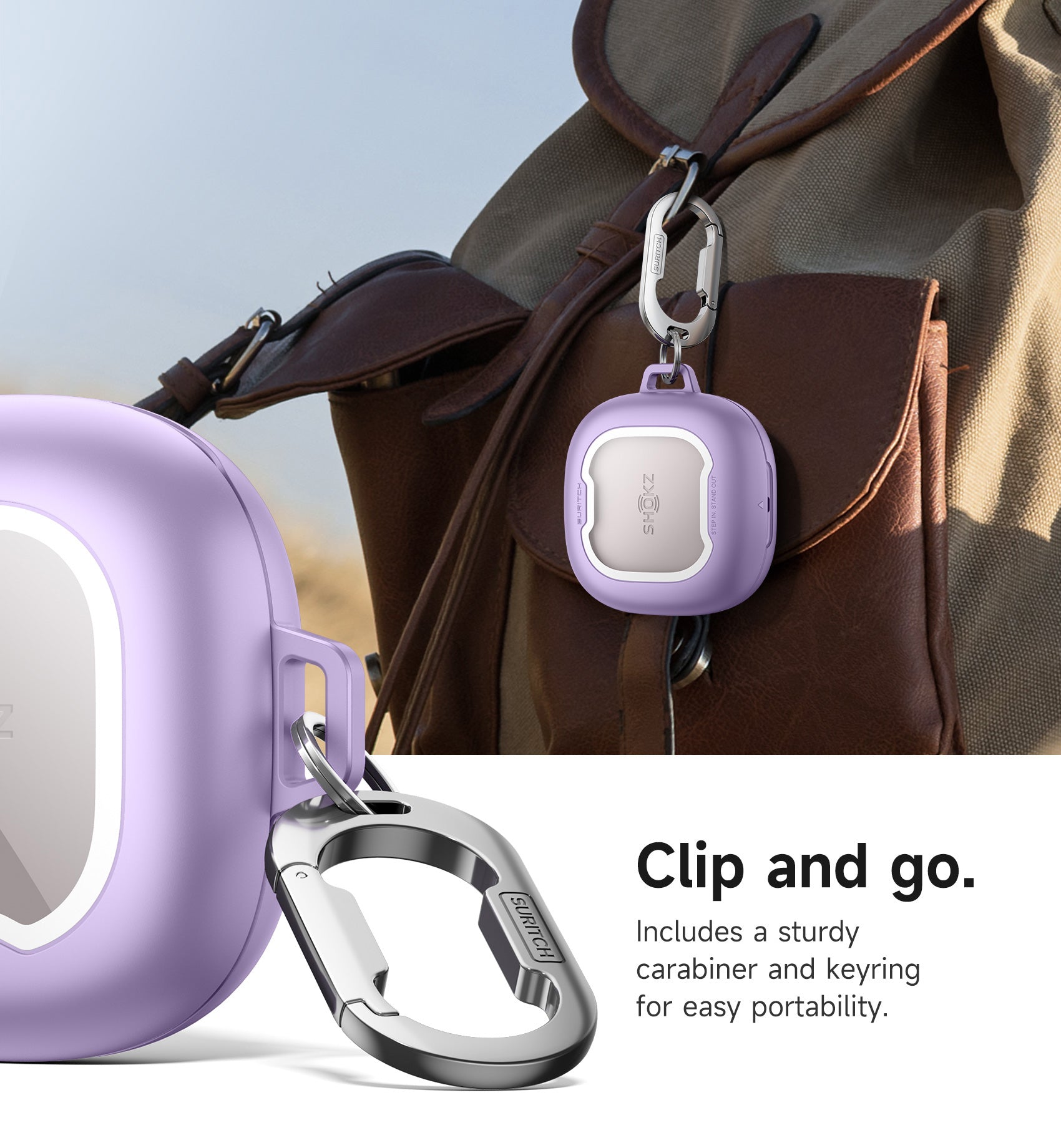 Suritch Case for SHOKZ OpenFit 2 Magnetic Locking Shockproof Bumper Protective Cover with Carabiner Keyring Cleaner Kit