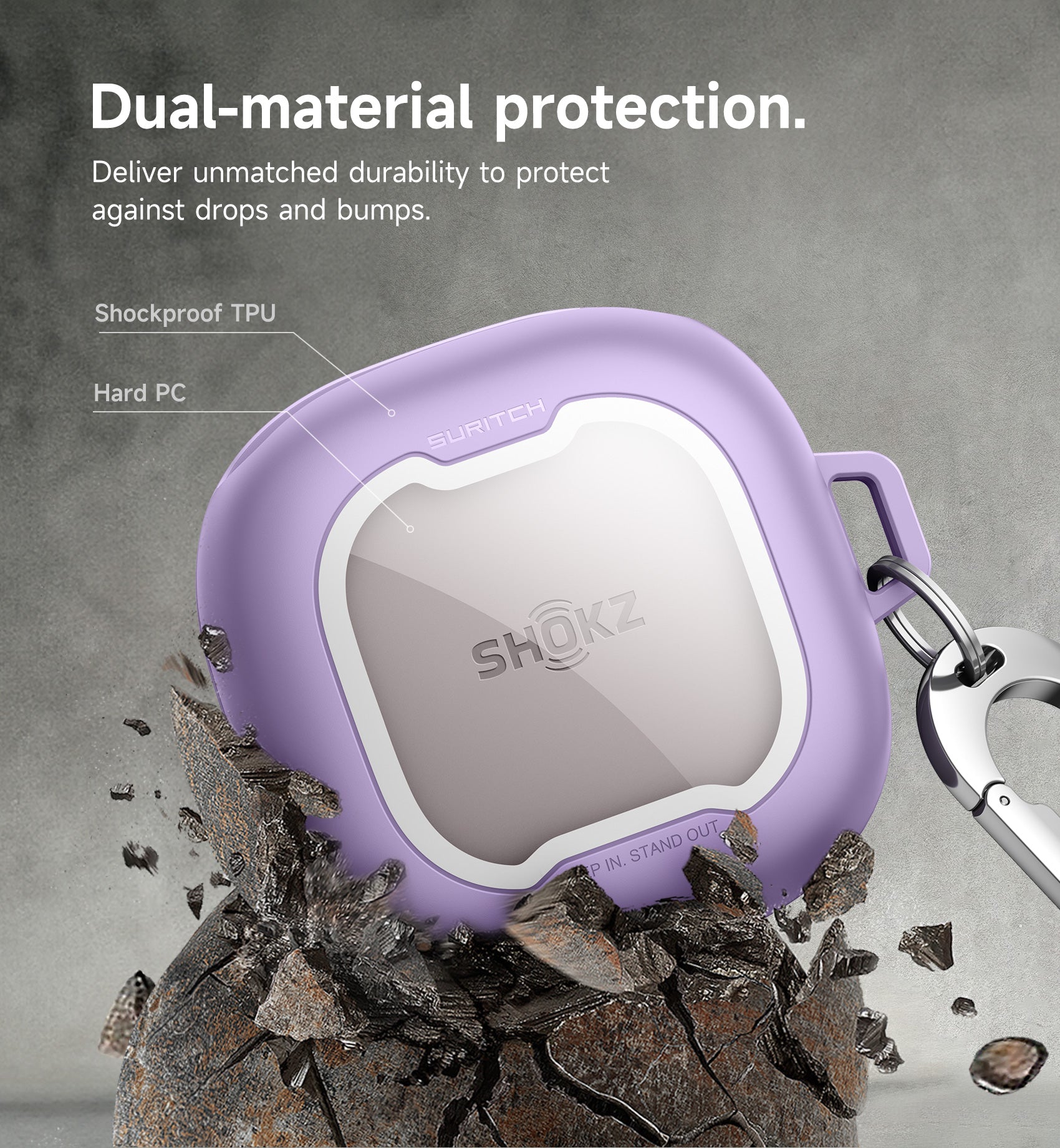 Suritch Case for SHOKZ OpenFit 2 Magnetic Locking Shockproof Bumper Protective Cover with Carabiner Keyring Cleaner Kit