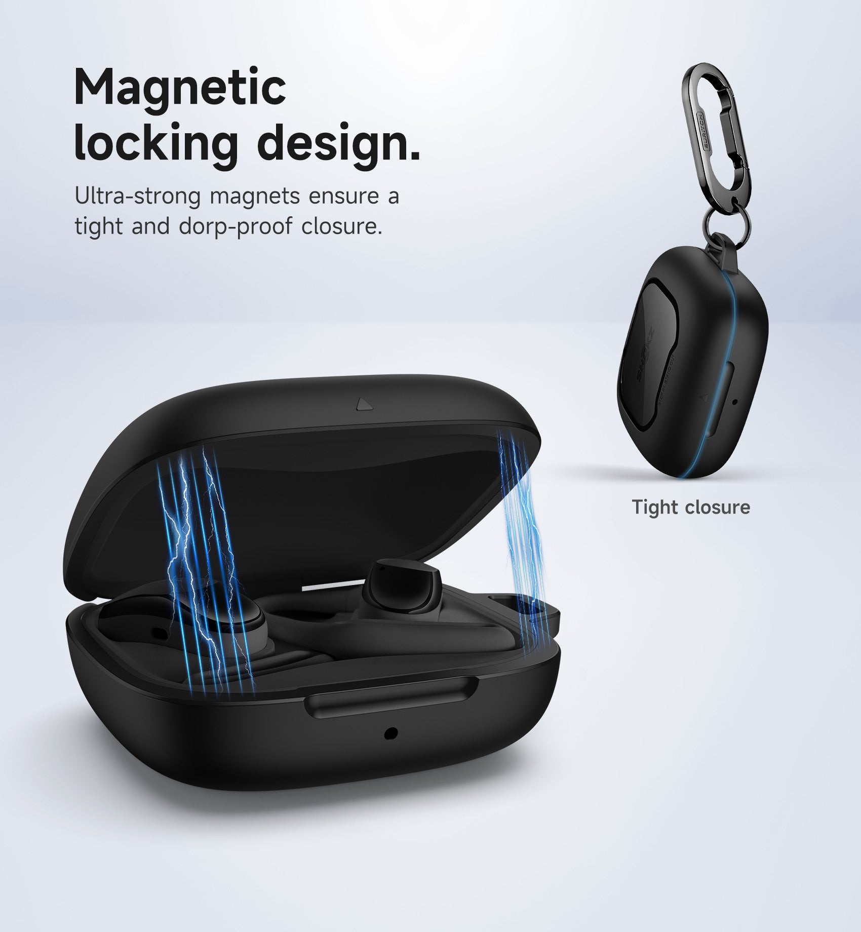 Suritch Case for SHOKZ OpenFit Air Earbuds 2024 Magnetic Locking Protective Bumper Cover with Carabiner Keyring