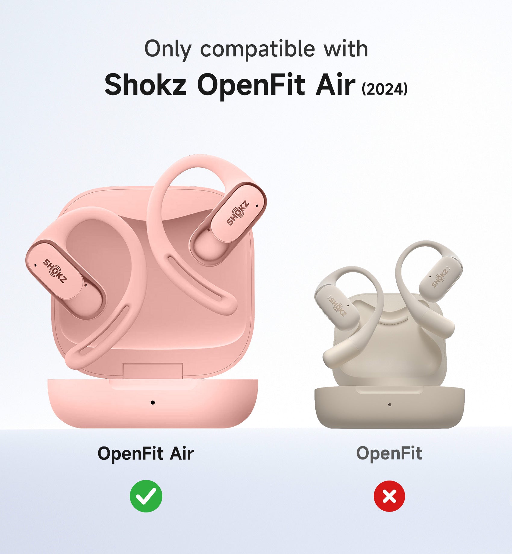 Suritch Case for SHOKZ OpenFit Air Earbuds 2024 Magnetic Locking Protective Bumper Cover with Carabiner Keyring