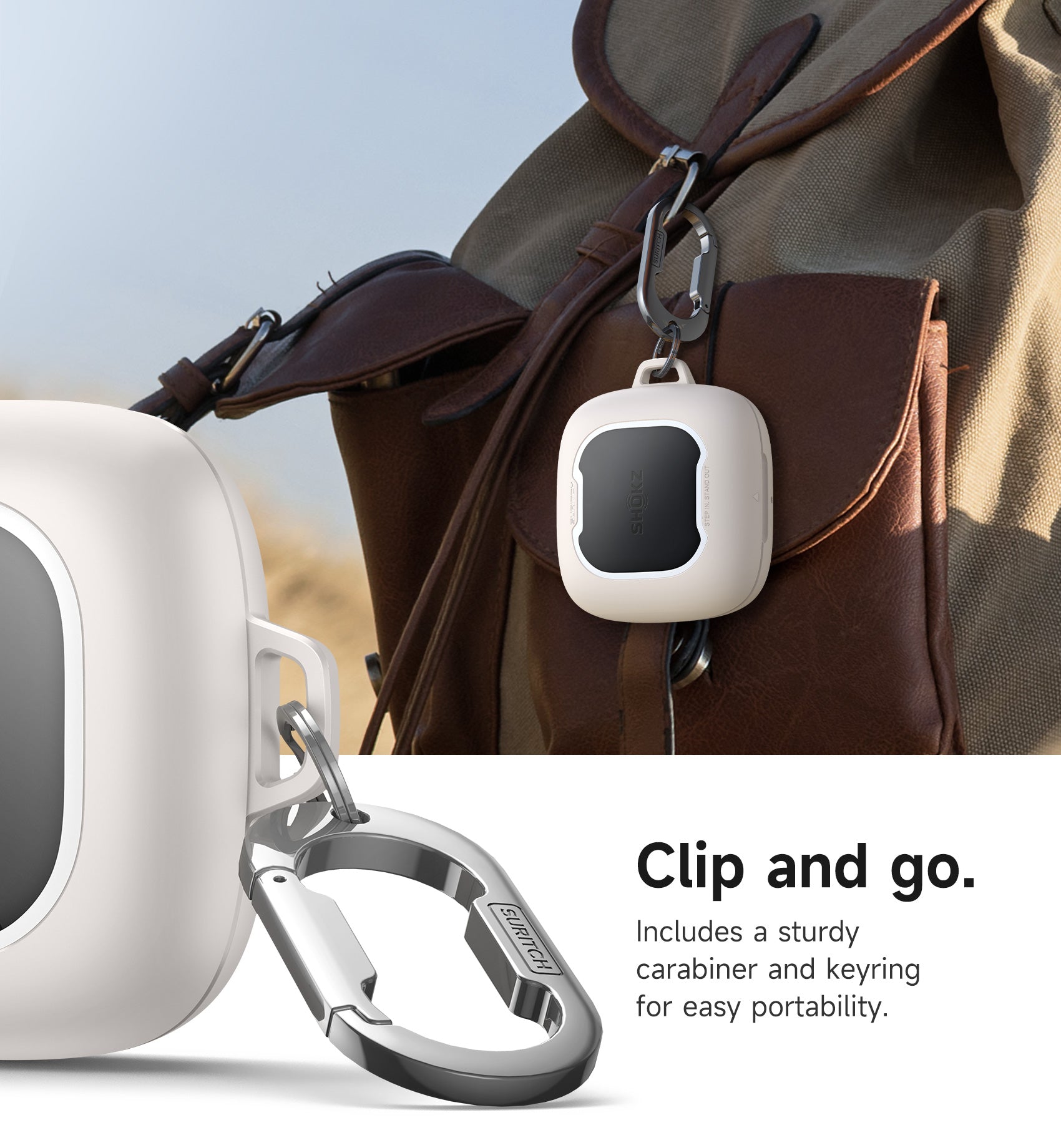 Suritch Case for SHOKZ OpenFit Air Earbuds 2024 Magnetic Locking Protective Bumper Cover with Carabiner Keyring