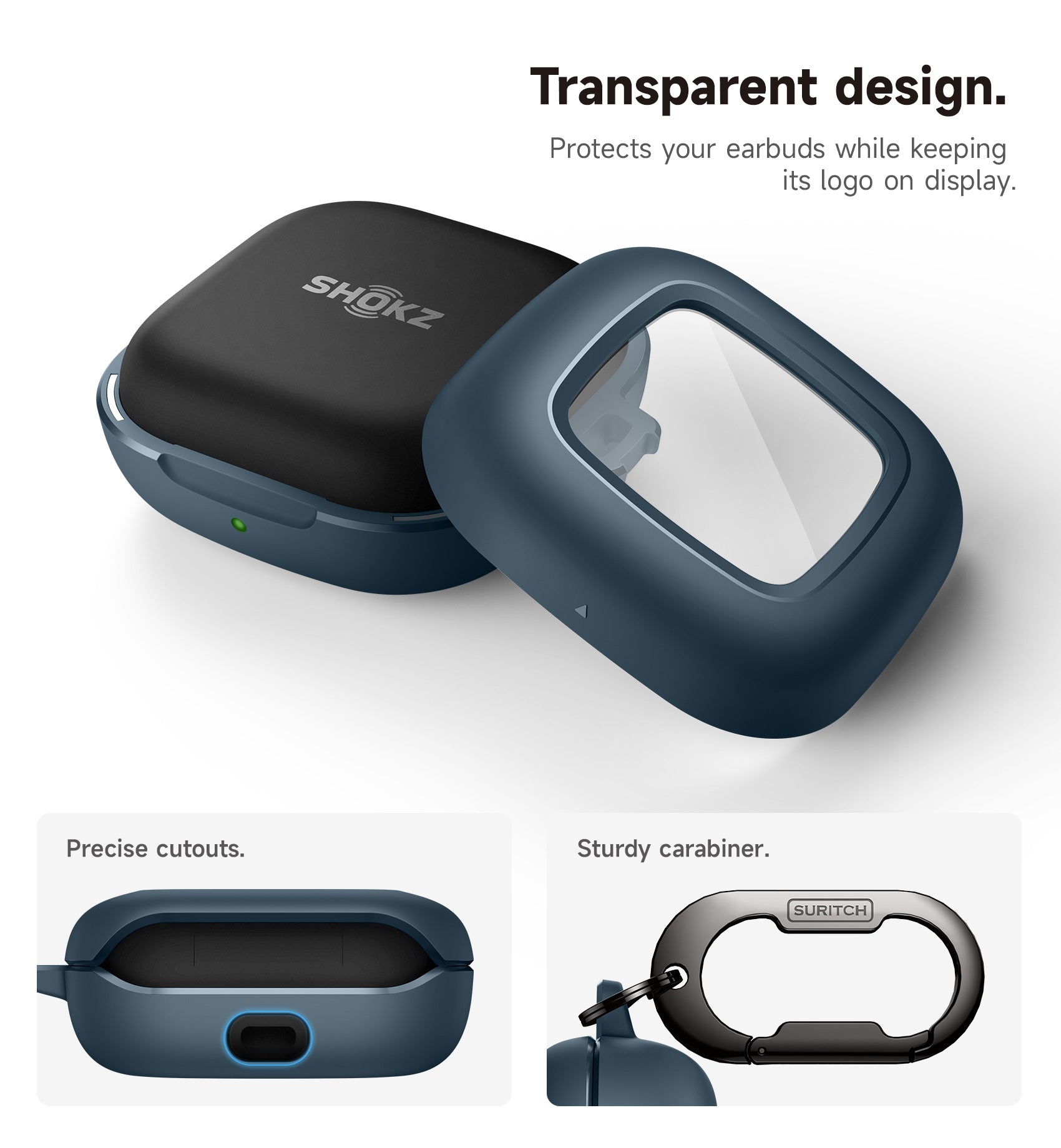 Suritch Case for SHOKZ OpenFit Shockproof Magnetic Protective Cover True Wireless Bluetooth Headphones with Magnetic Lid Lock Carabiner