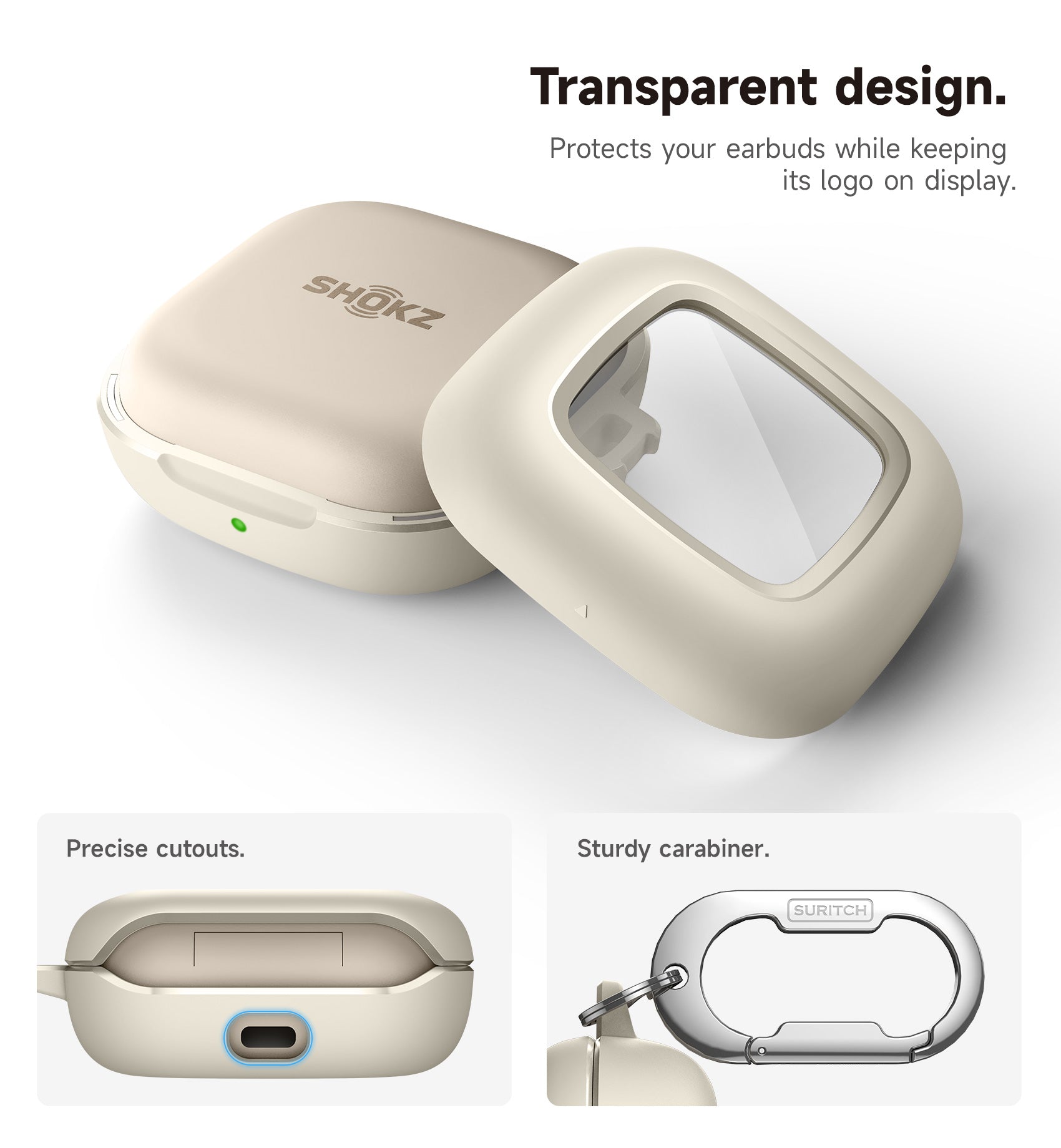 Suritch Case for SHOKZ OpenFit Shockproof Magnetic Protective Cover True Wireless Bluetooth Headphones with Magnetic Lid Lock Carabiner