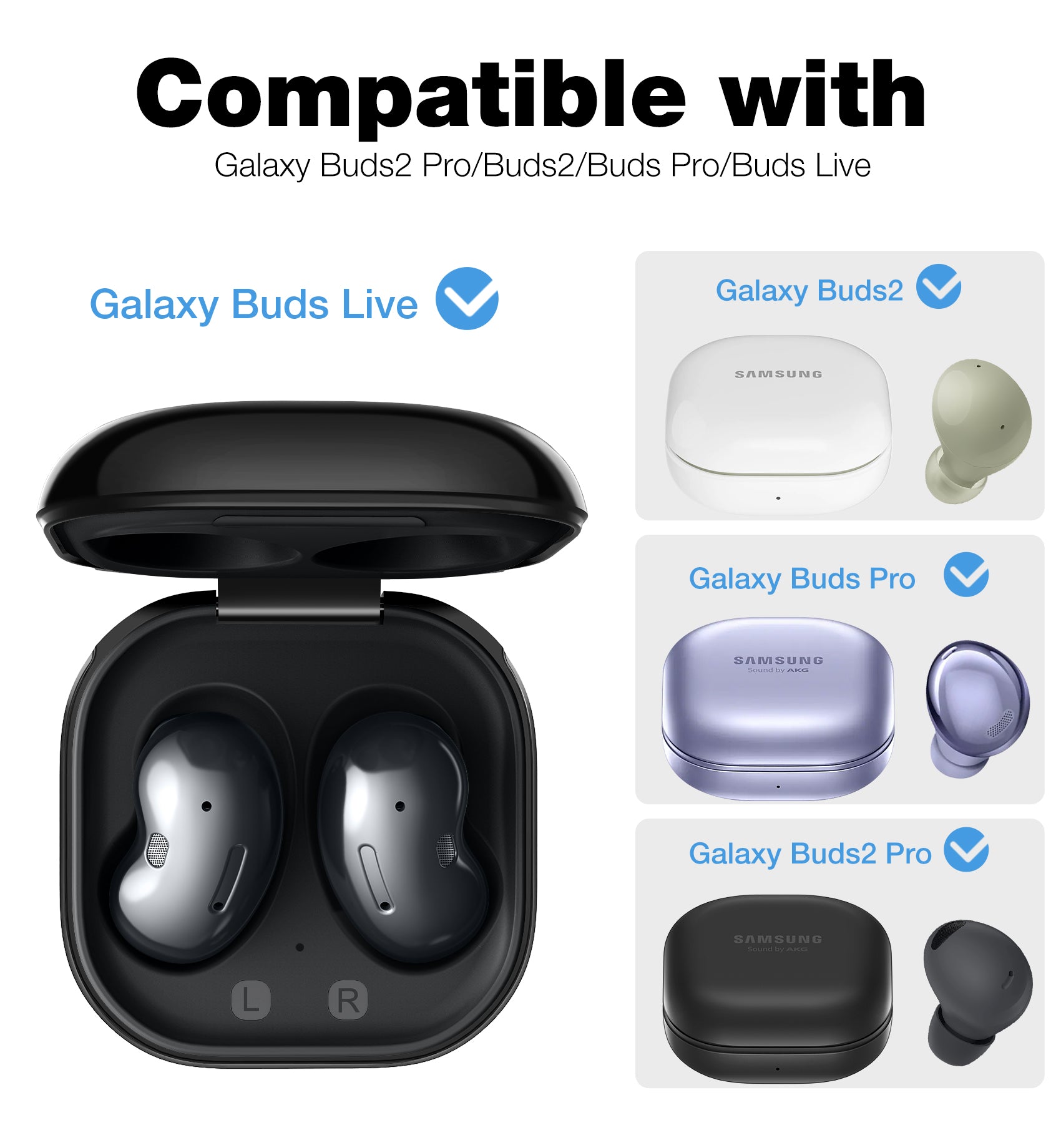 Suritch Case for Samsung Galaxy Buds 2nd Gen Shockproof Sturdy Protective Cover with Heavy-Duty Carabiner