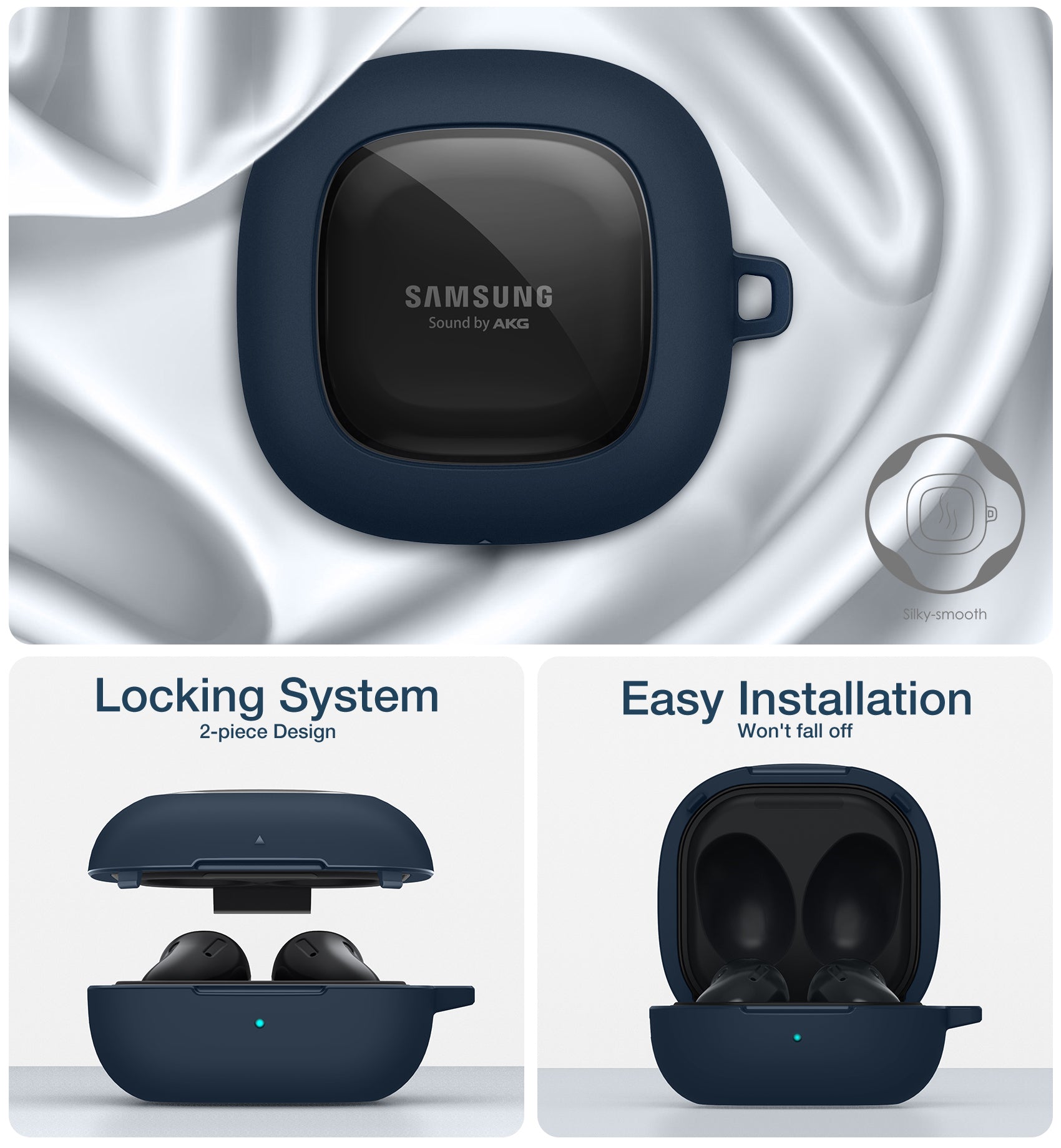 Suritch Case for Samsung Galaxy Buds 2 Pro Shockproof Sturdy Protective Cover with Heavy-Duty Carabiner