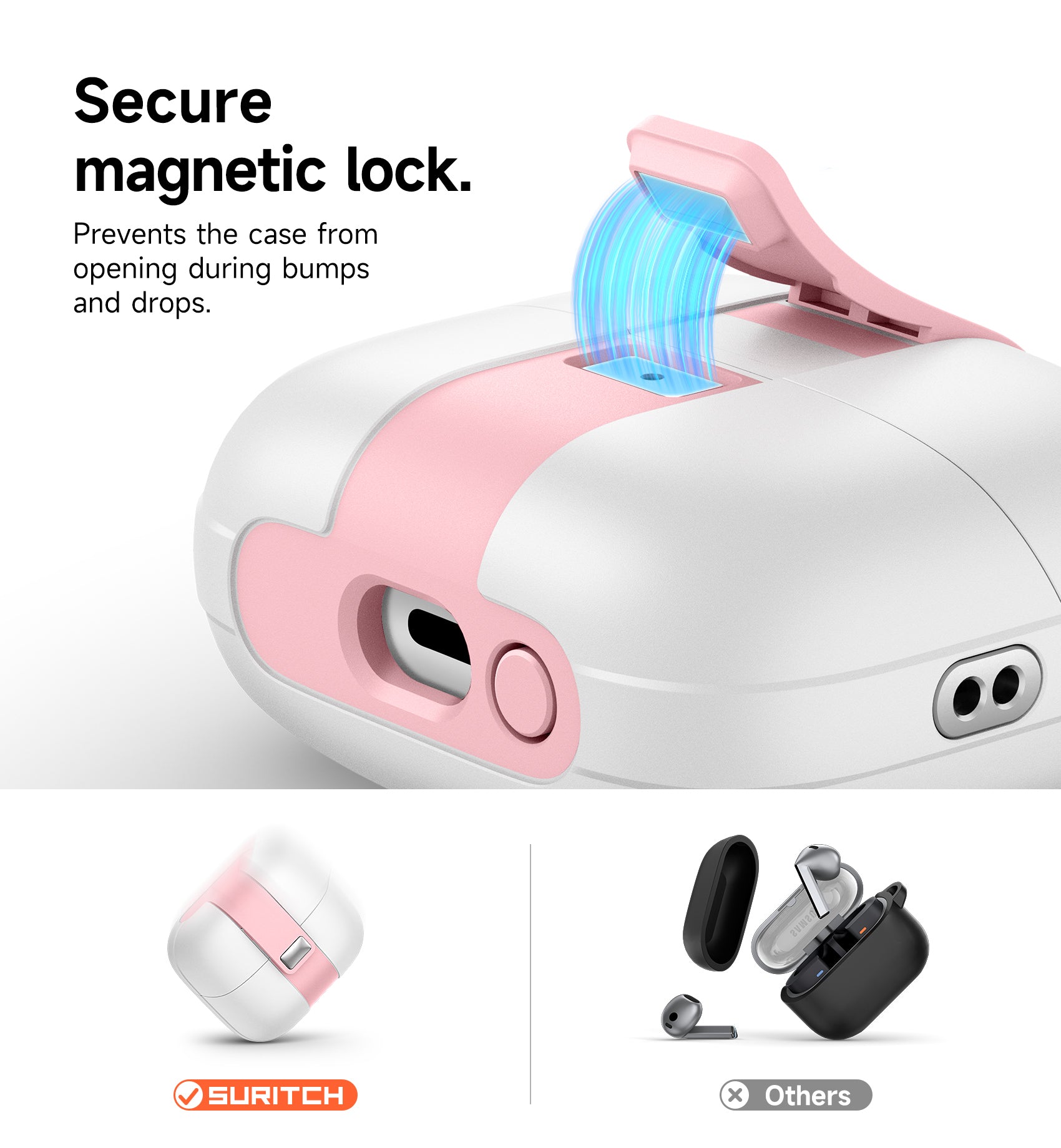 Suritch Case for Samsung Galaxy Buds 3 Pro 2024 Magnetic Stylish Shockproof Rugged Protective Cover with Cleaner Kit Hanging Lanyard