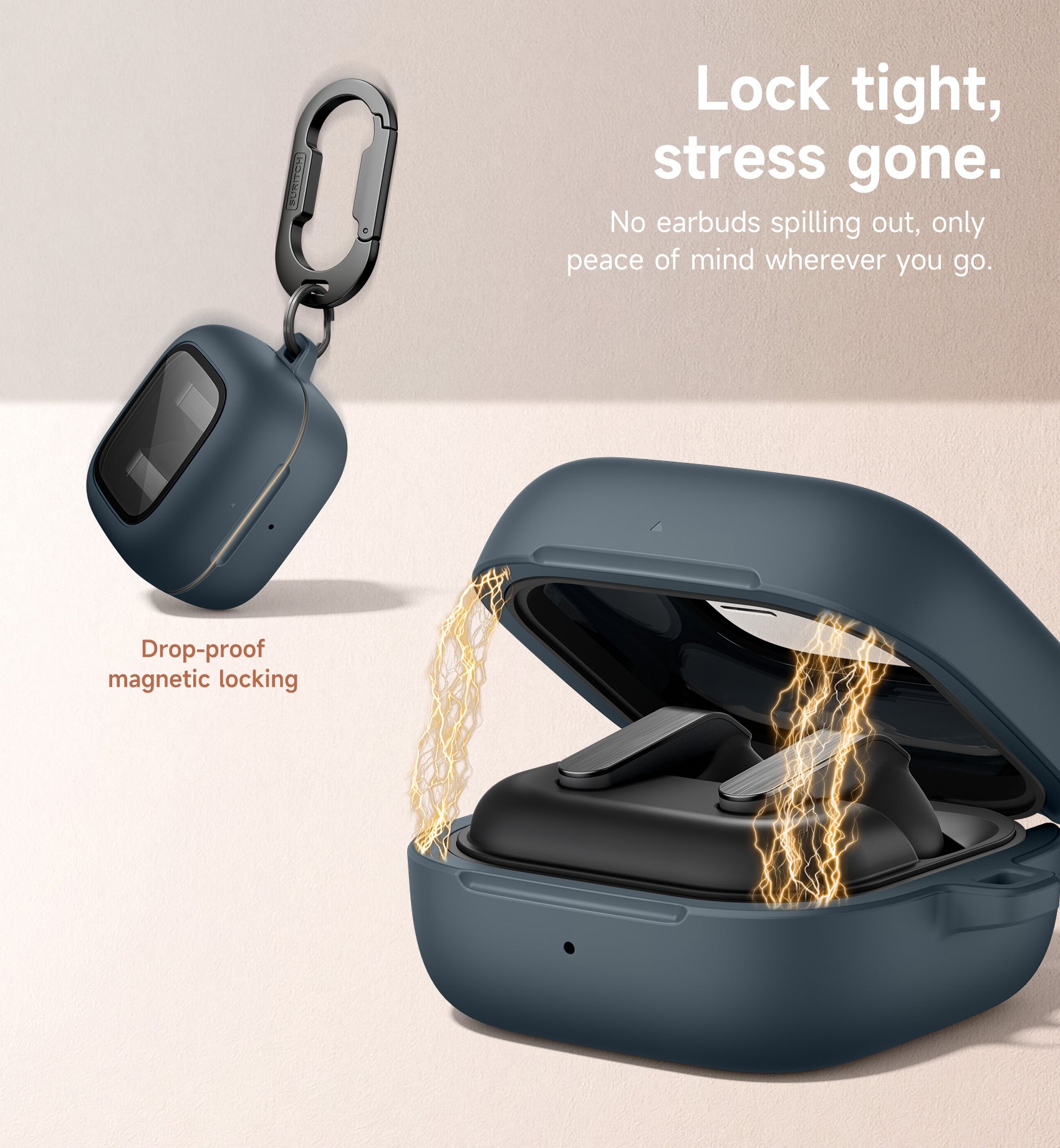 Suritch Case for Samsung Galaxy Buds 4 2026 Magnetic Bumper Shockproof Drop-Proof Covers with Magnetic Lock Carabiner for Workouts Sports Travels