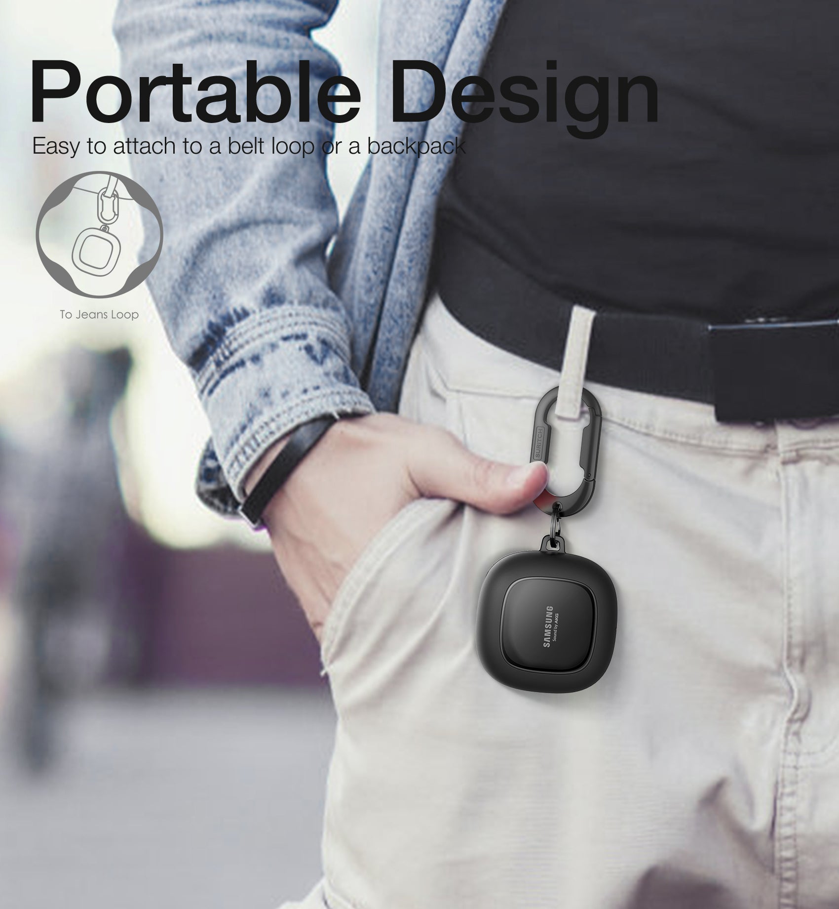 Suritch Case for Samsung Galaxy Buds Live Shockproof Sturdy Protective Cover with Heavy-Duty Carabiner