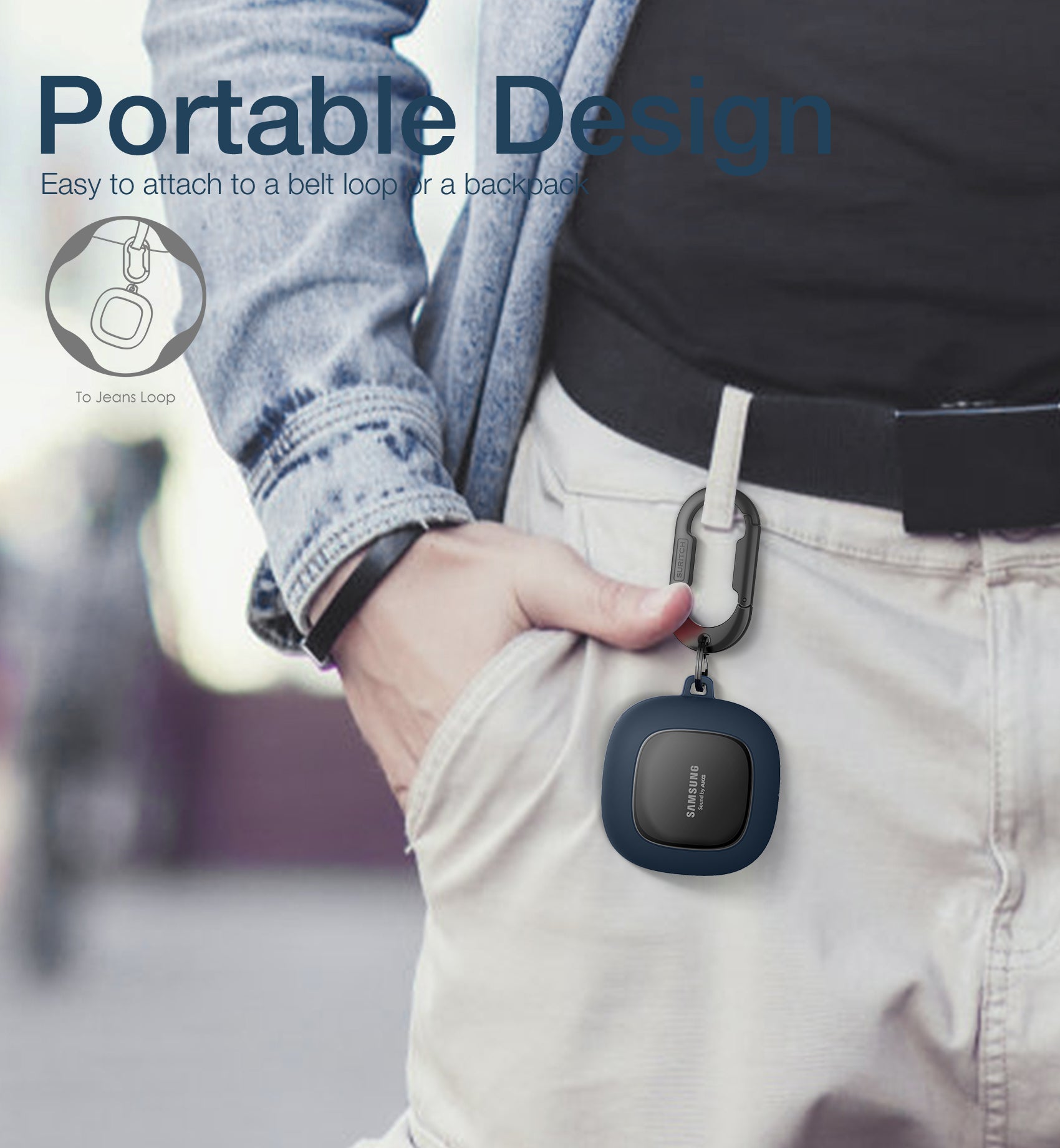 Suritch Case for Samsung Galaxy Buds Live Shockproof Sturdy Protective Cover with Heavy-Duty Carabiner
