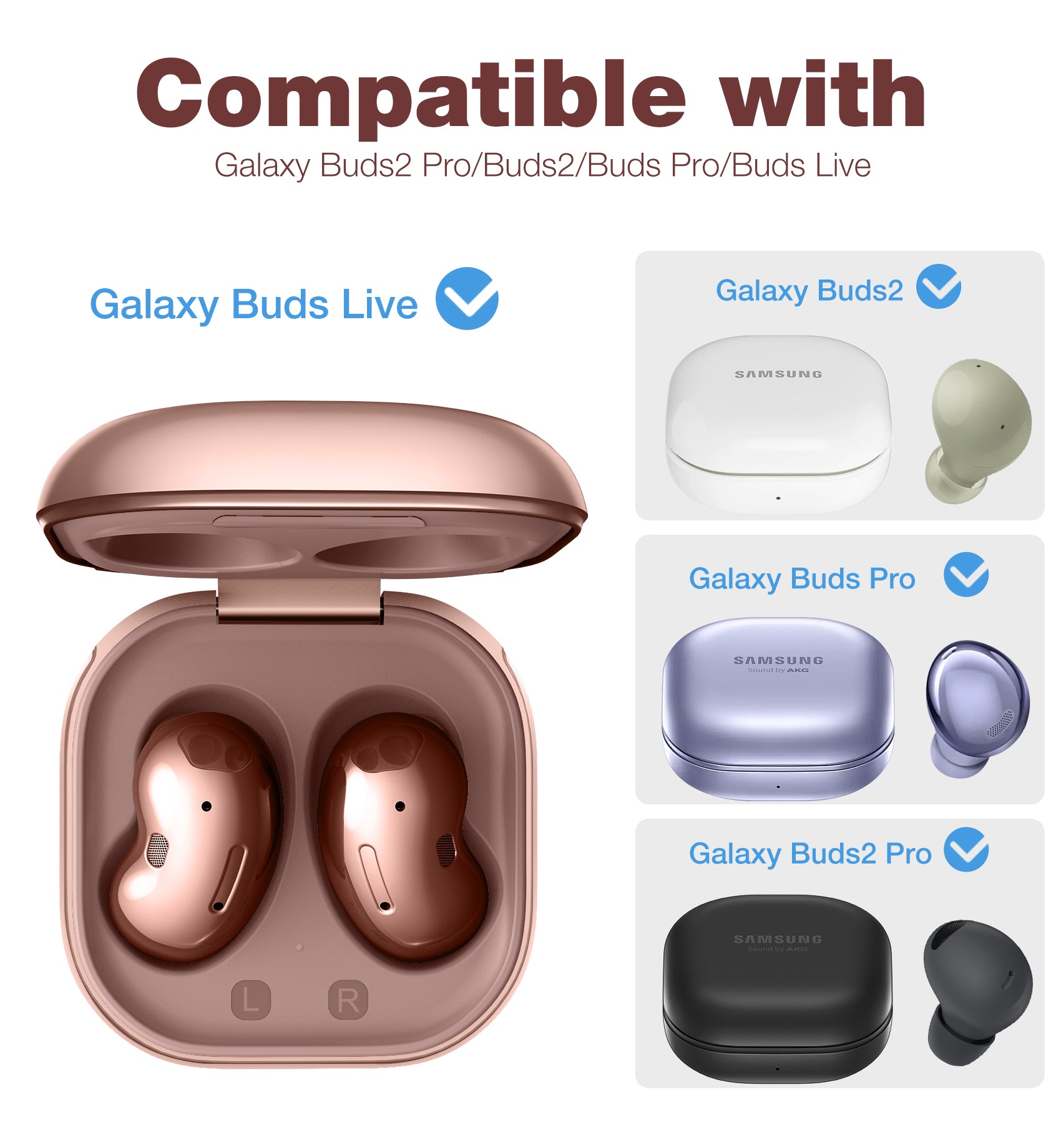 Suritch Case for Samsung Galaxy Buds Live Shockproof Sturdy Protective Cover with Heavy-Duty Carabiner
