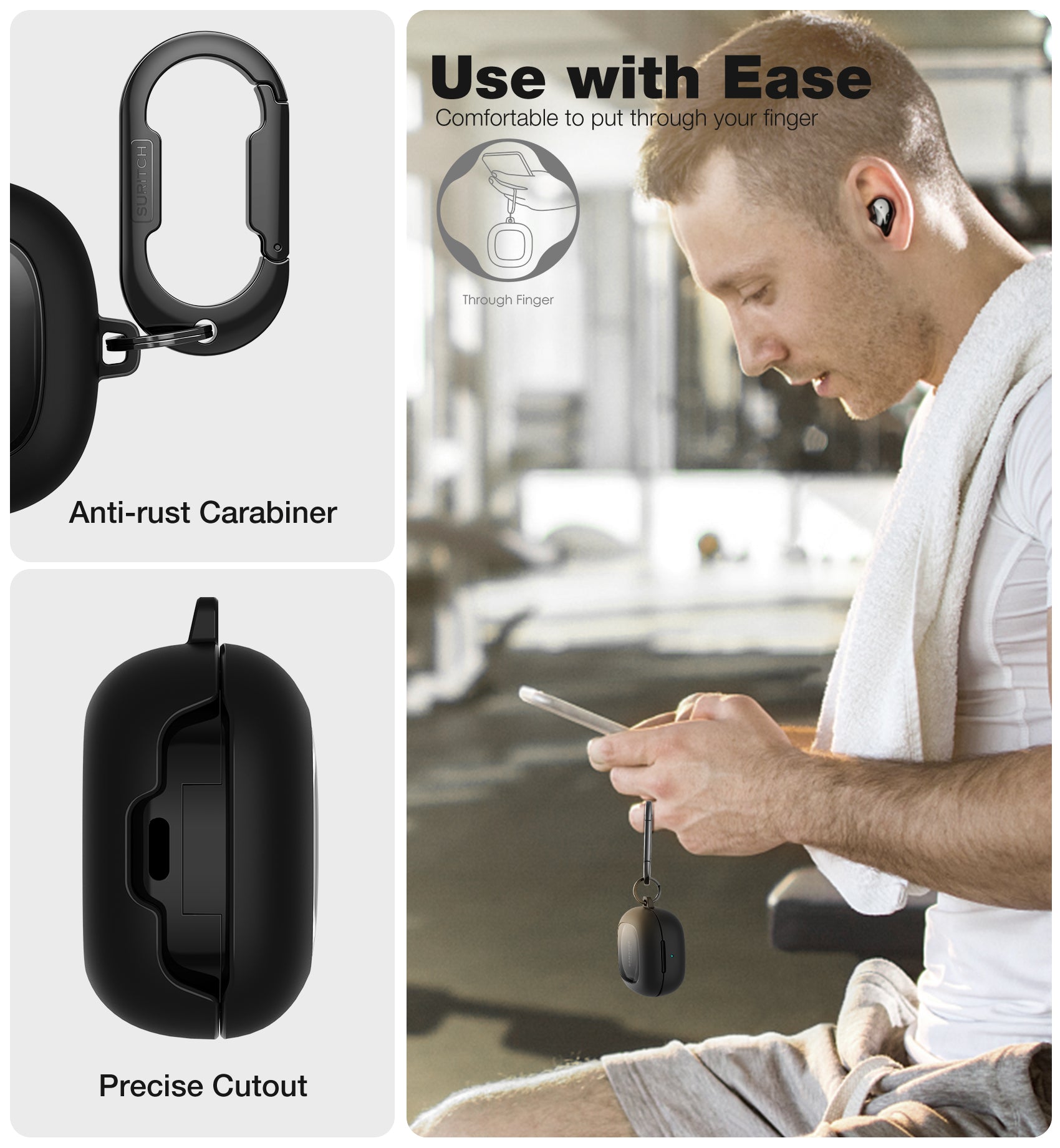 Suritch Case for Samsung Galaxy Buds Pro Shockproof Sturdy Protective Cover with Heavy-Duty Carabiner